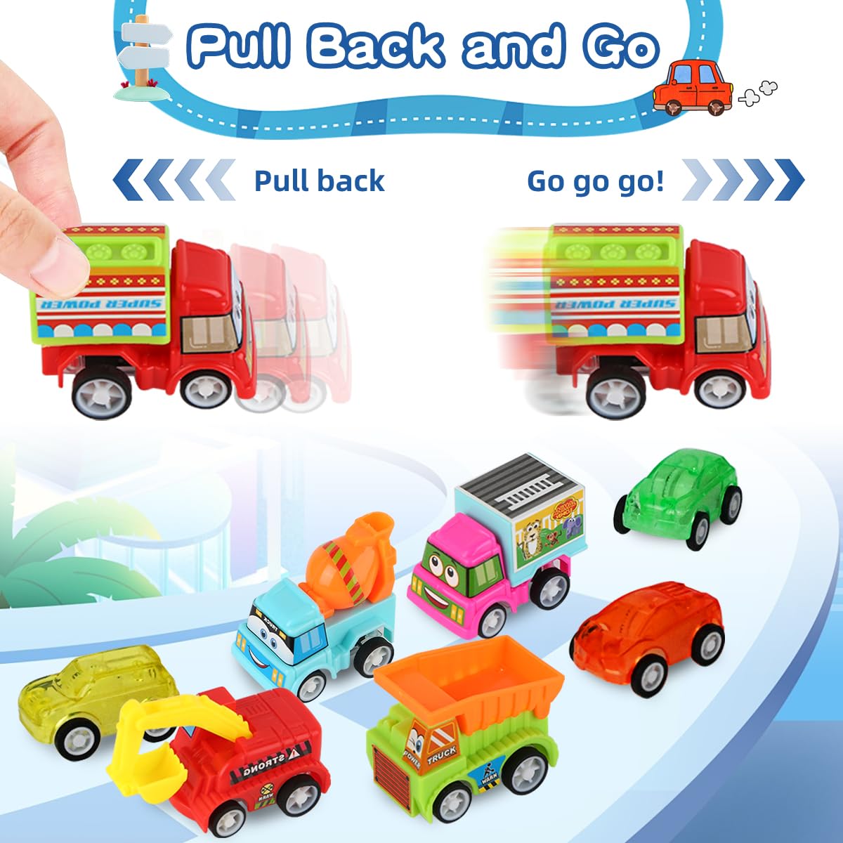 Excalla 9-Pack Kids Bath Bombs with Pull-Back Cars – Colorful Bubbles & Fragrance