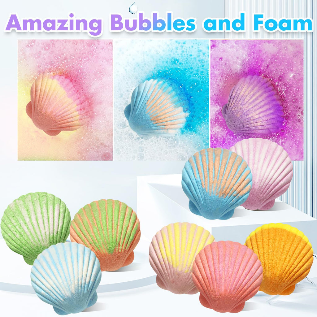 Excalla Mermaid Bath Bombs with Jewelry Inside – 9 Scents Kids Gift Set