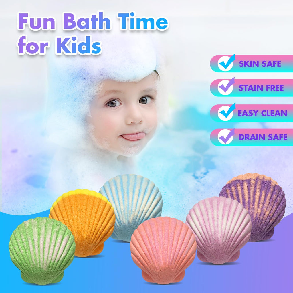 Excalla Mermaid Bath Bombs with Jewelry Inside – 9 Scents Kids Gift Set