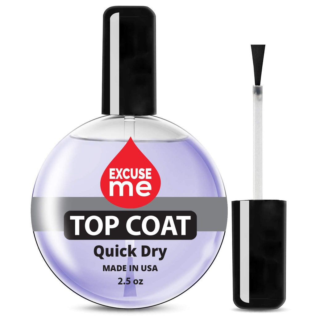Excuse Me Quick Dry Top Coat – Fast Dry, High-Gloss Finish (2.5 oz Refill)