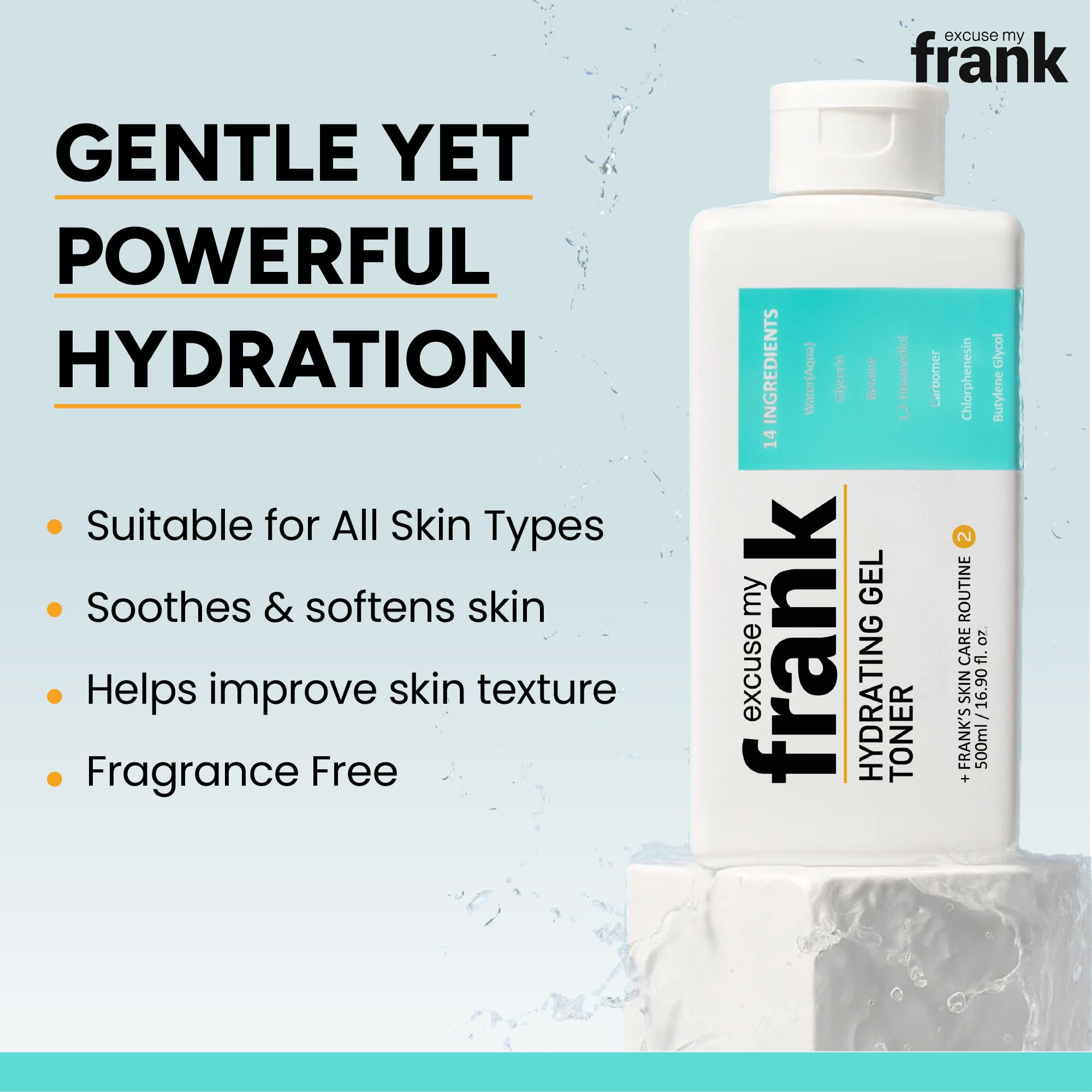Excuse My Frank Hydrating Gel Toner – Gentle Korean Hydration for All Skin Types (3 Pack)