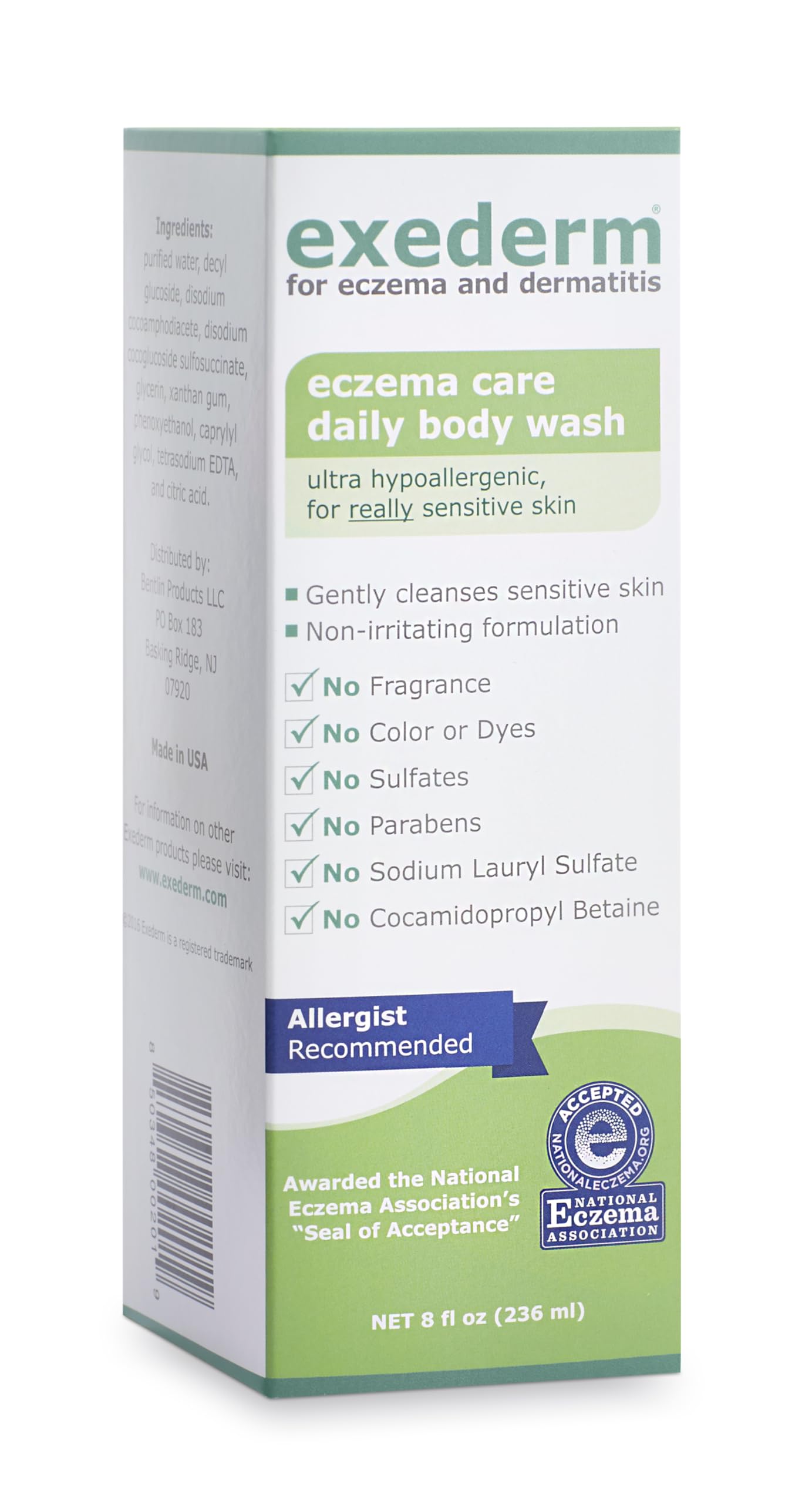 Exederm Ultra-Sensitive Body Wash for Eczema – Hypoallergenic, Sulfate & Paraben Free | 8 oz