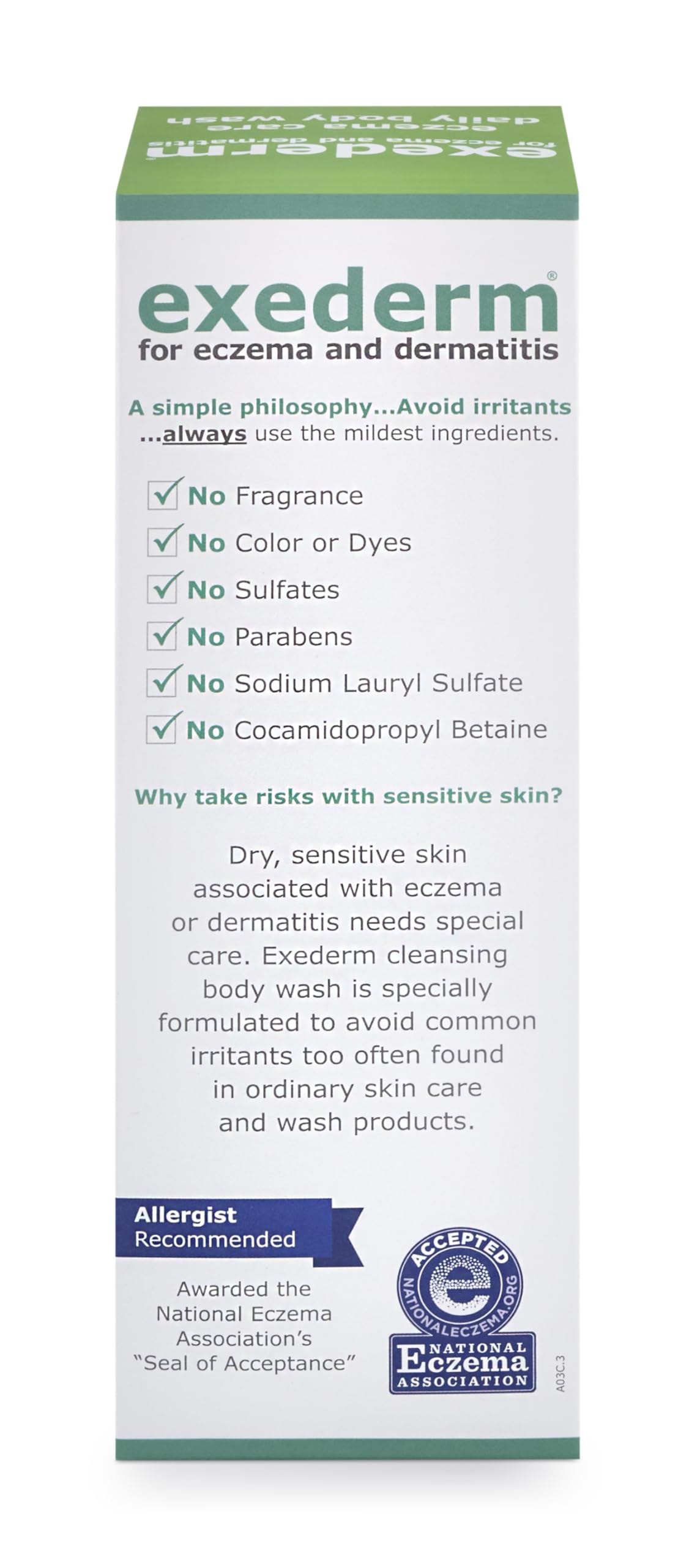 Exederm Ultra-Sensitive Body Wash for Eczema – Hypoallergenic, Sulfate & Paraben Free | 8 oz