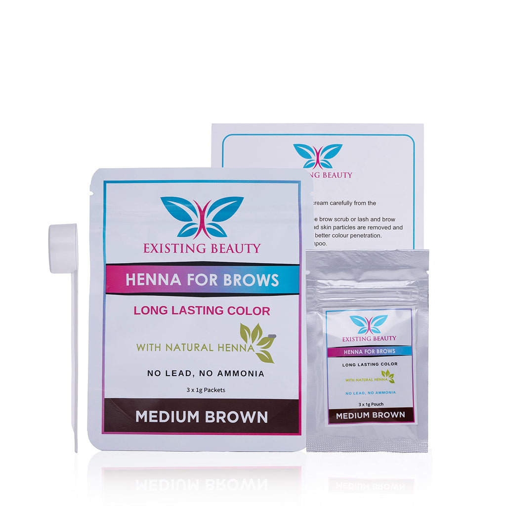 Existing Beauty Medium Brown Eyebrow Henna Tint Kit | Pro Brow Dye with Instructions