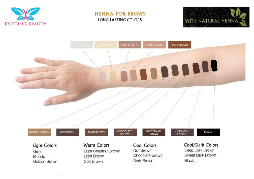 Existing Beauty Medium Brown Eyebrow Henna Tint Kit | Pro Brow Dye with Instructions
