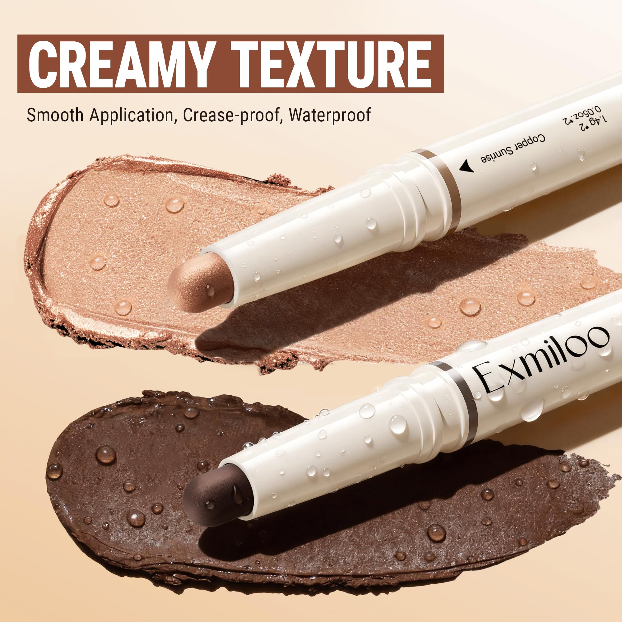 exmiloo Cream Eyeshadow Stick – 2-in-1 Dual-Ended Shimmer Bronze Glow