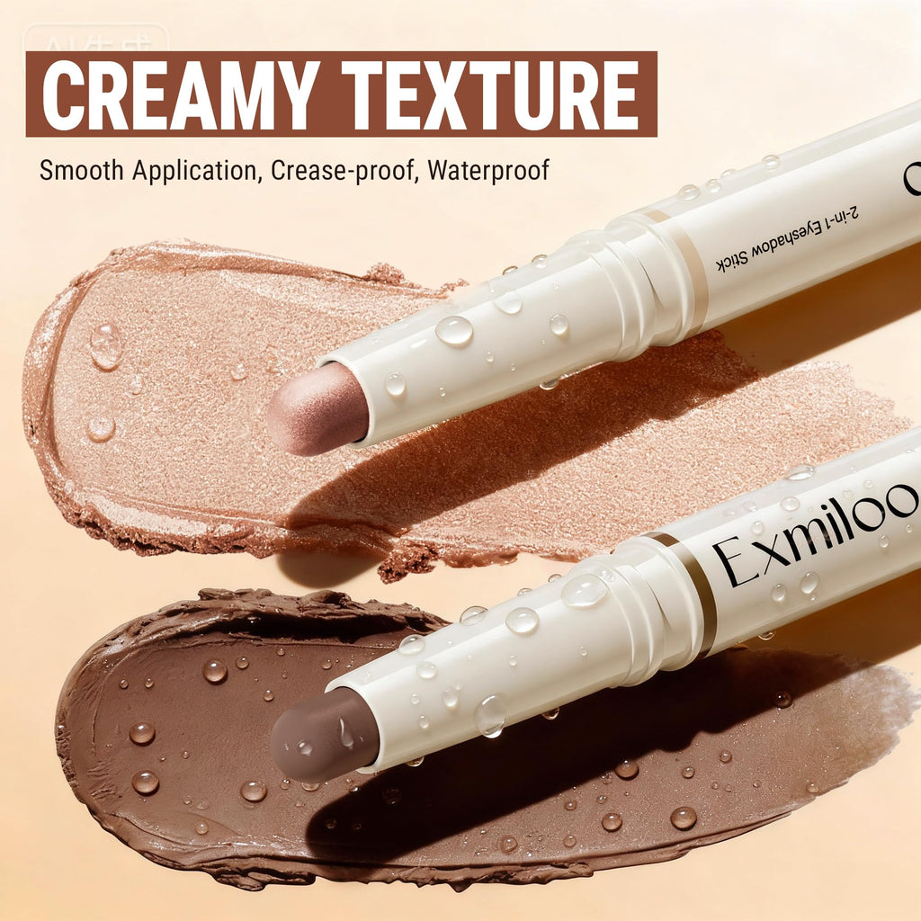 exmiloo Eyeshadow Stick - 2-in-1 Matte & Shimmer Dual-Ended (Taupe Twilight)