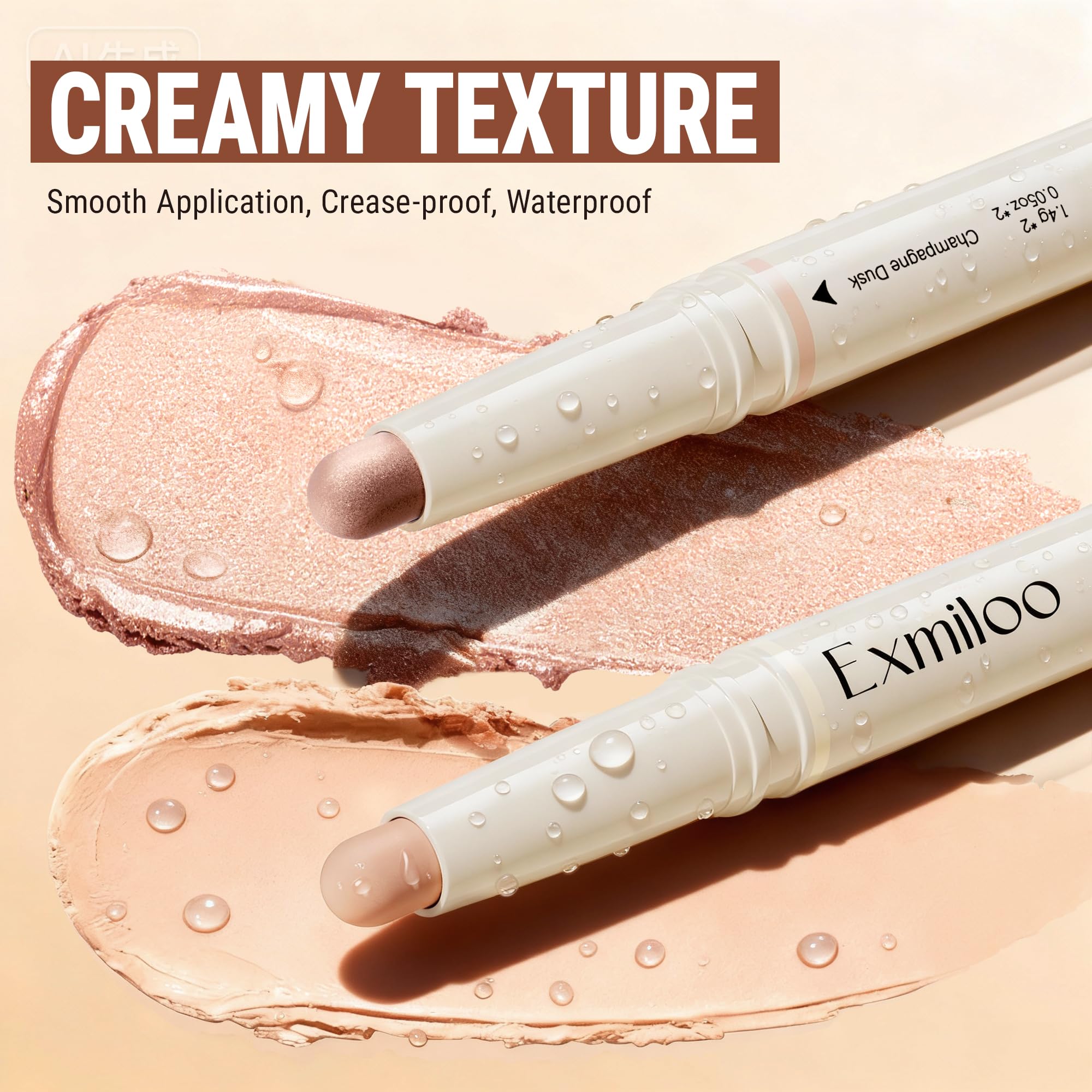 exmiloo Eyeshadow Stick – Dual-Ended Matte & Shimmer Cream for Easy Eye Looks (Sunrise Latte)