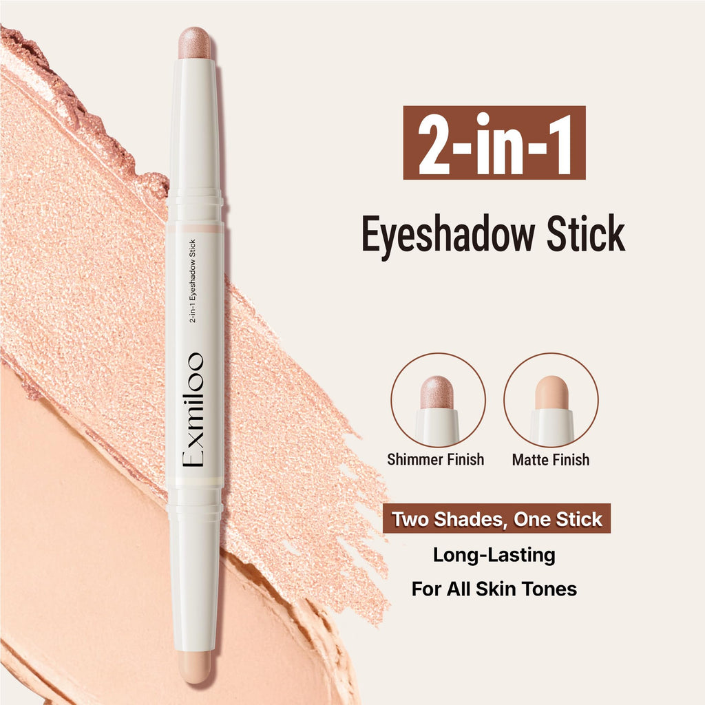 exmiloo Eyeshadow Stick – Dual-Ended Matte & Shimmer Cream for Easy Eye Looks (Sunrise Latte)