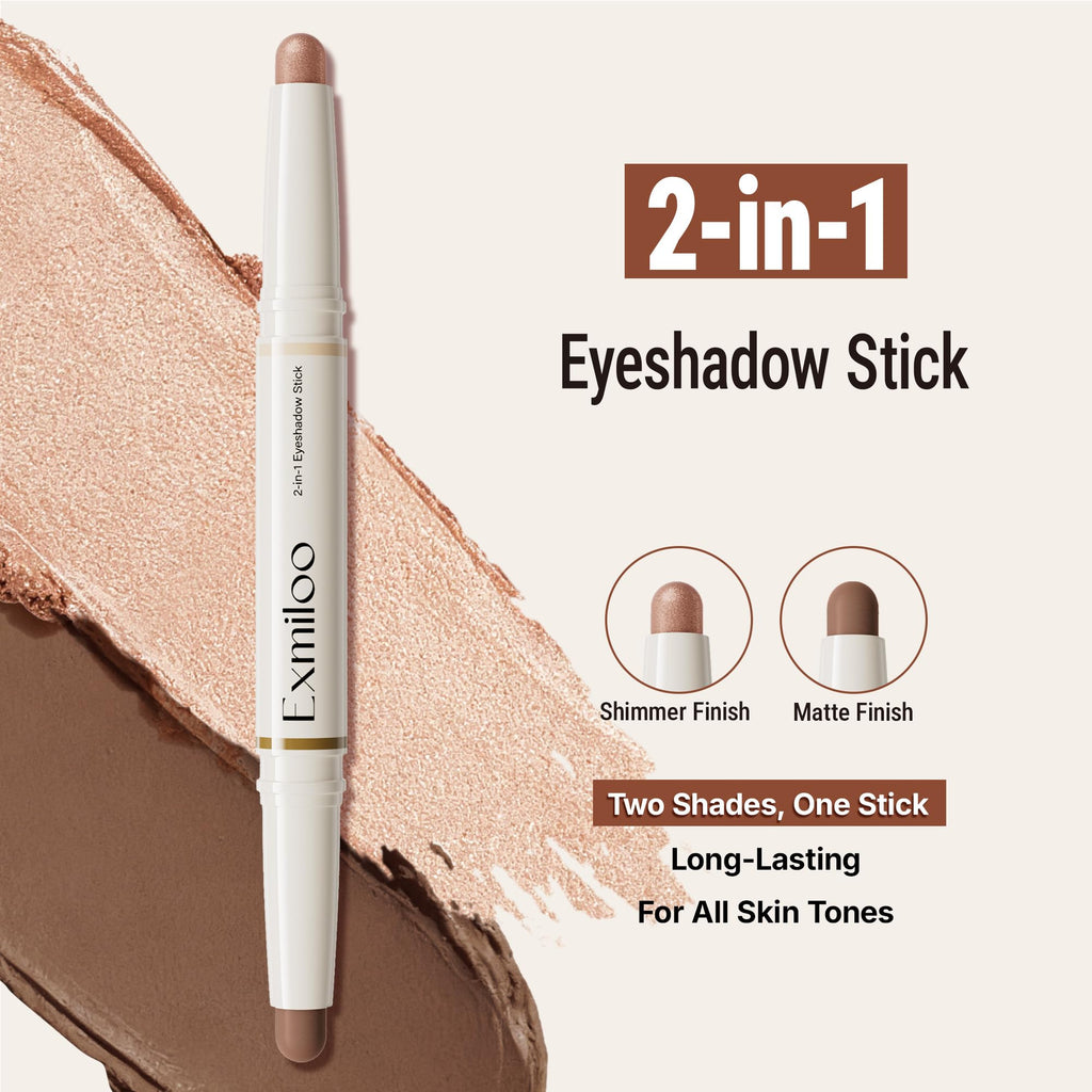 exmiloo Eyeshadow Stick - 2-in-1 Matte & Shimmer Dual-Ended (Taupe Twilight)