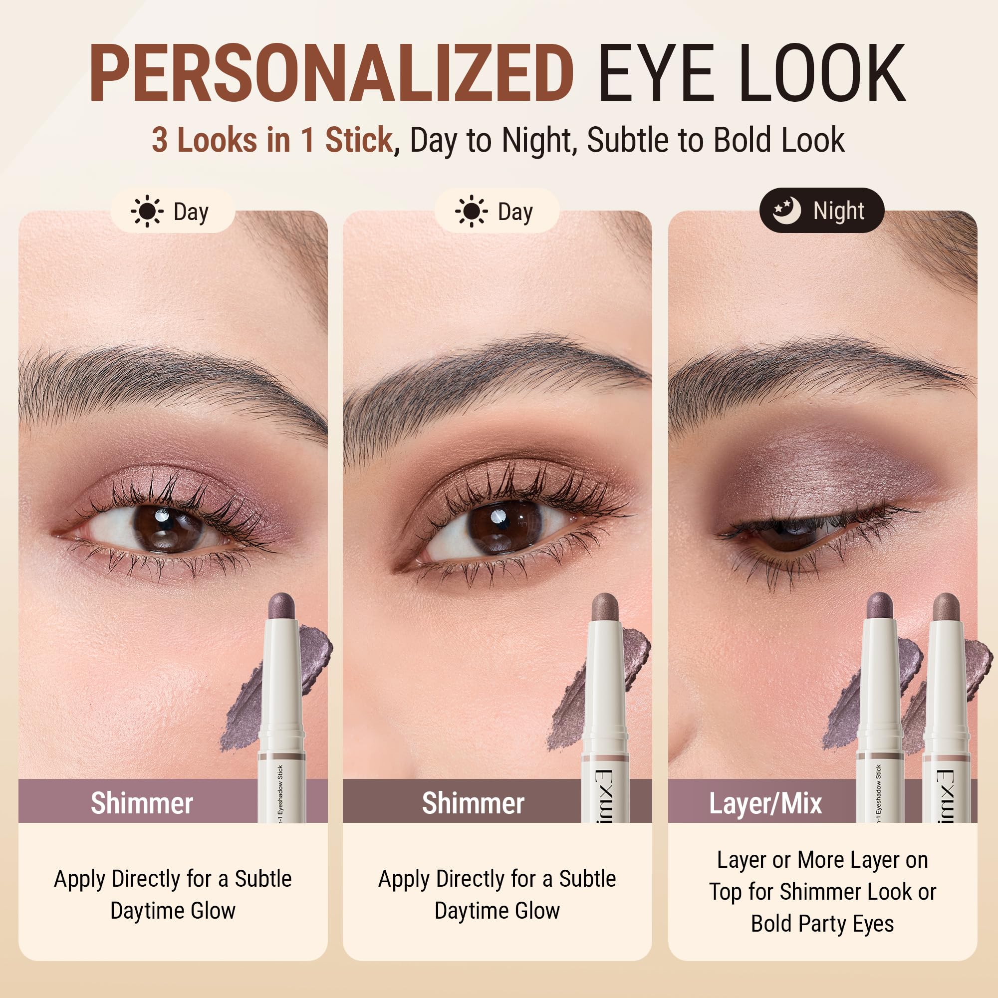 Exmiloo Cream Eyeshadow Stick – 2-in-1 Dual-Ended (Lavender Dusk)