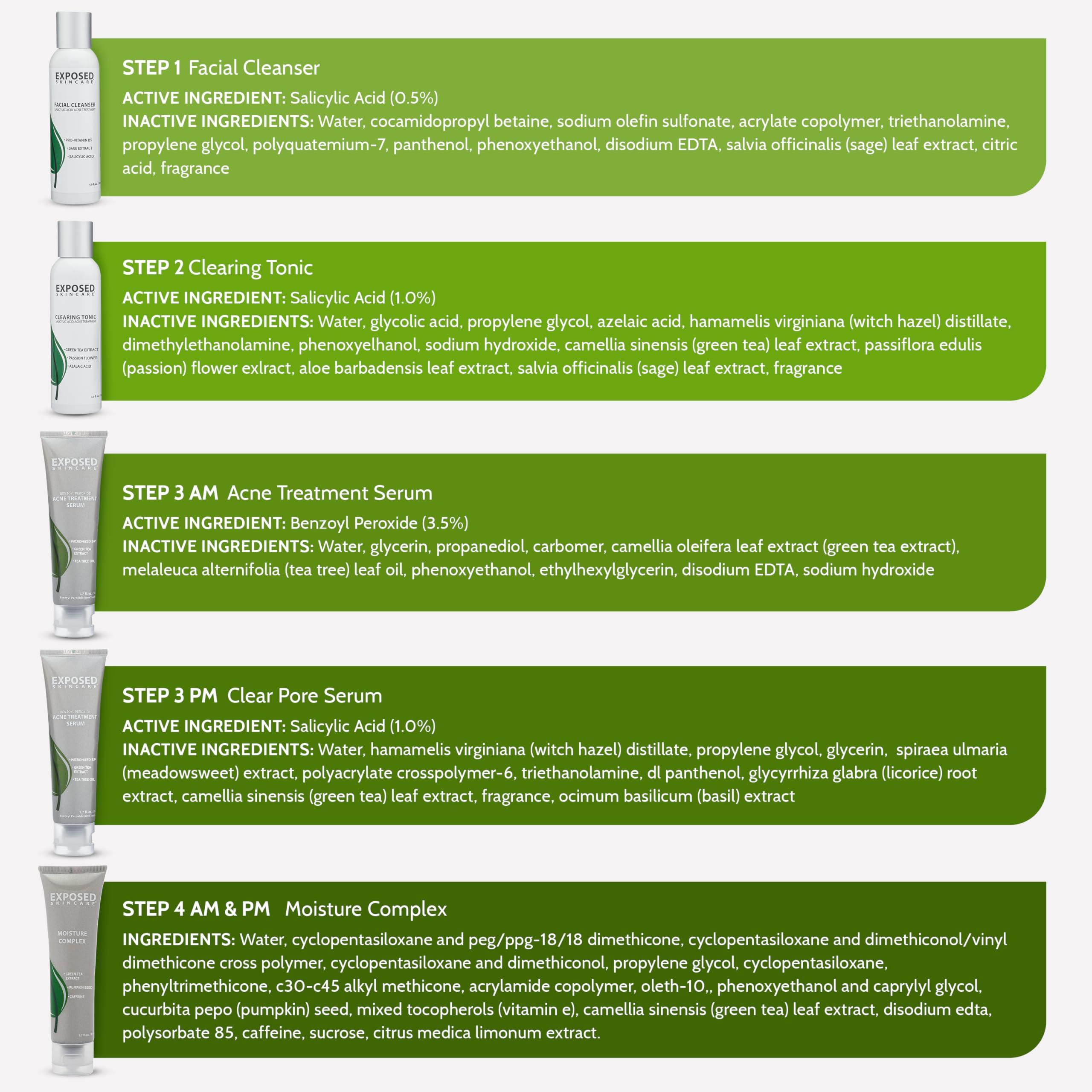 Exposed Skin Care Expanded Acne Treatment Kit – 2.5% Salicylic Acid & 3.5% Benzoyl Peroxide
