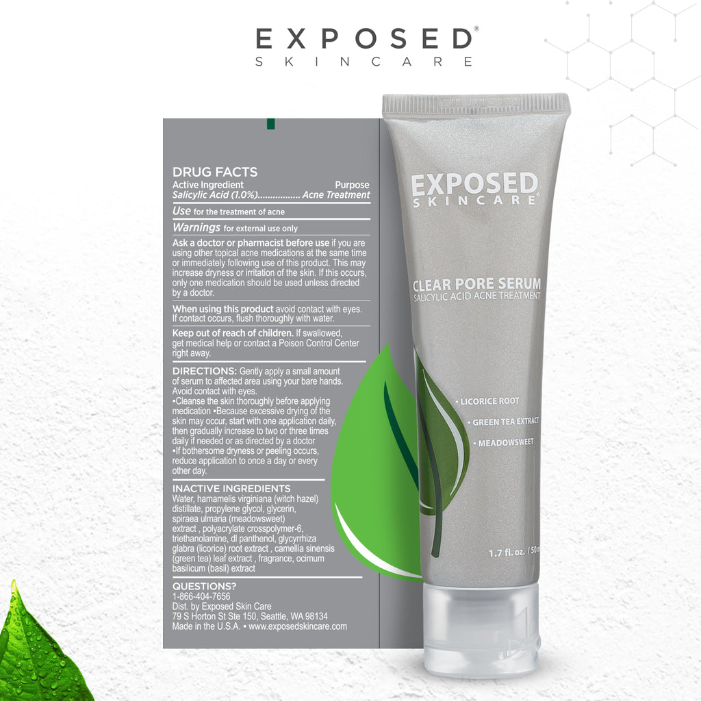 Exposed Skin Care Clear Pore Serum – 1% Salicylic Acid for Sensitive & Oily Skin
