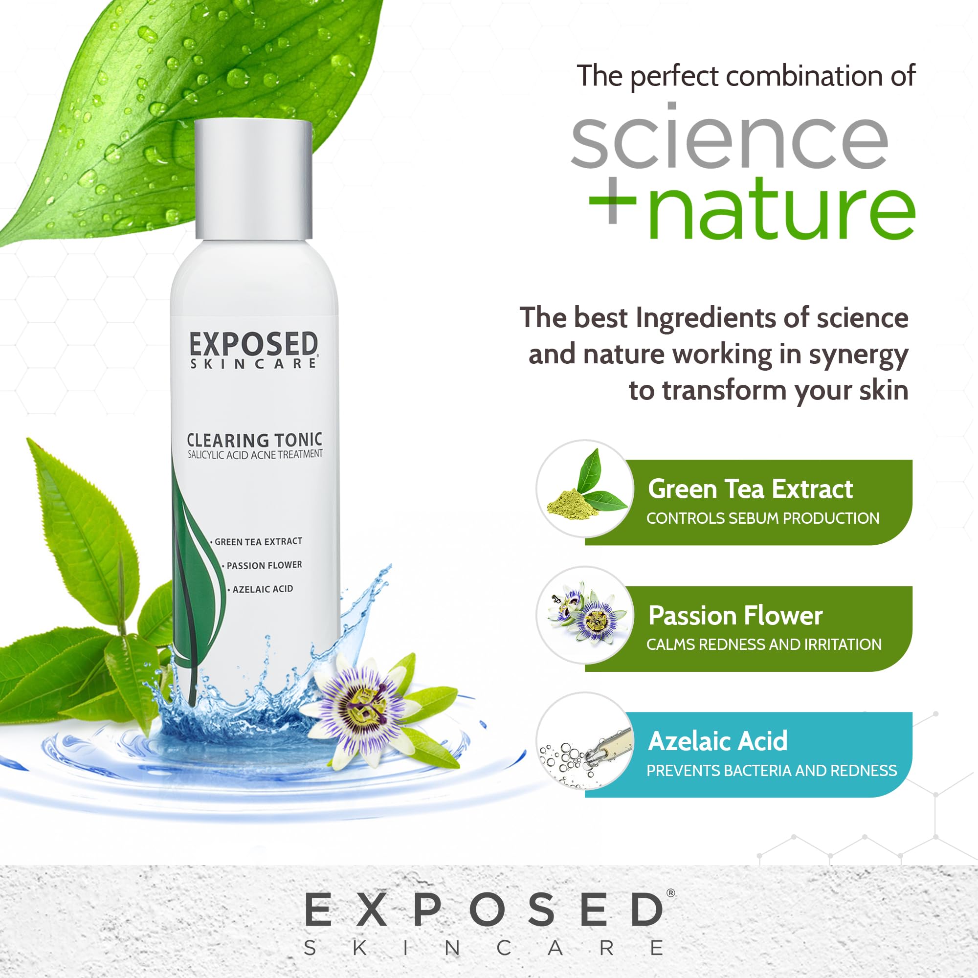 Exposed Skin Care Clearing Tonic – 1% Salicylic Acid & Witch Hazel, Acne Toner