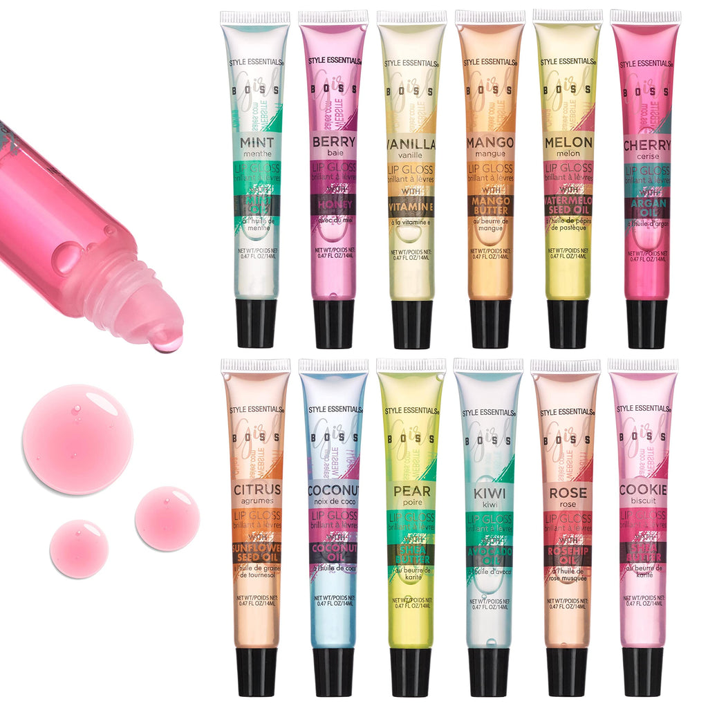 EXPRESSIONS 12pc Lip Gloss Lip Oil Collection – Hydrating Flavored Gloss Tubes