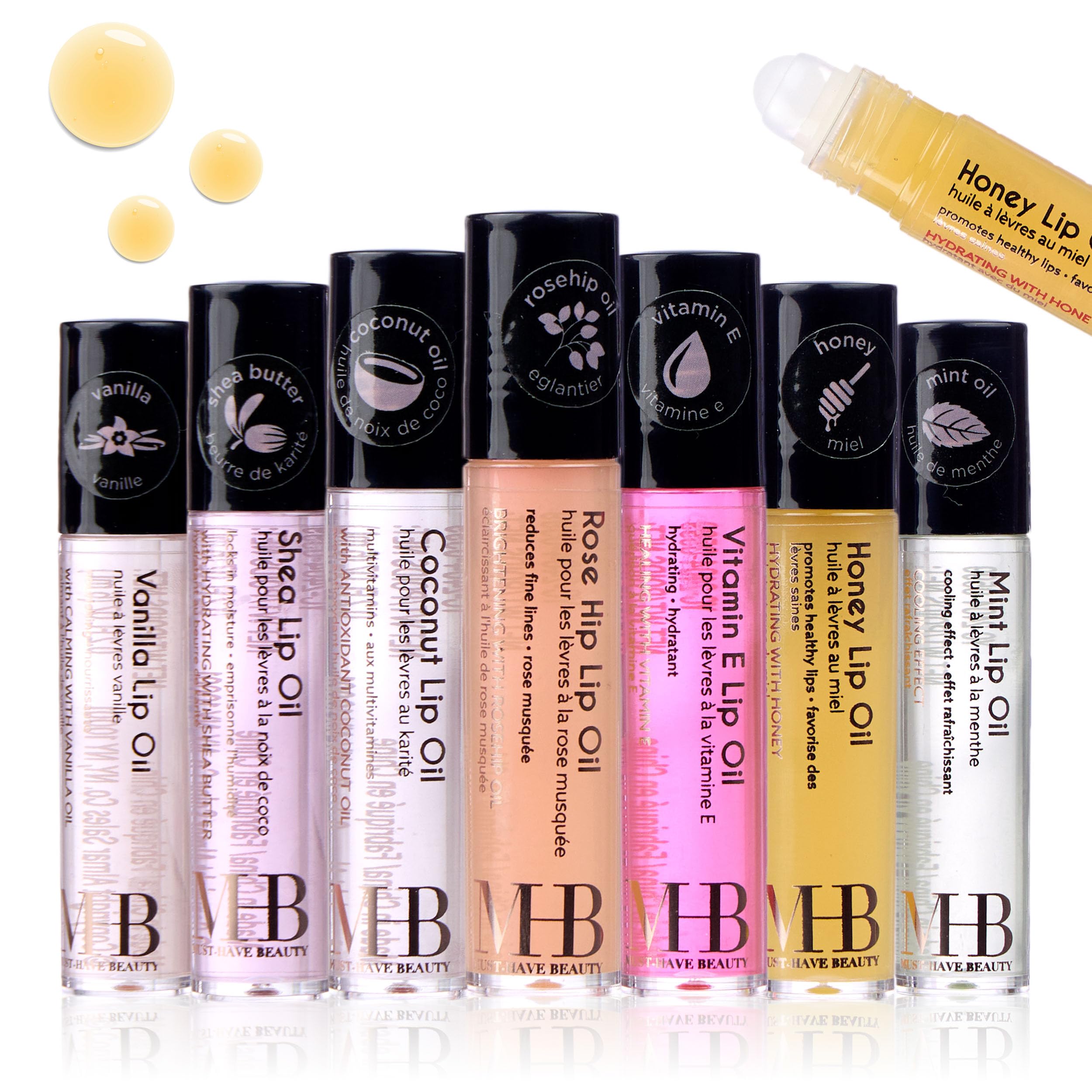 EXPRESSIONS 7pc Lip Oil Collection | Rollerball Hydration with Essential Oils