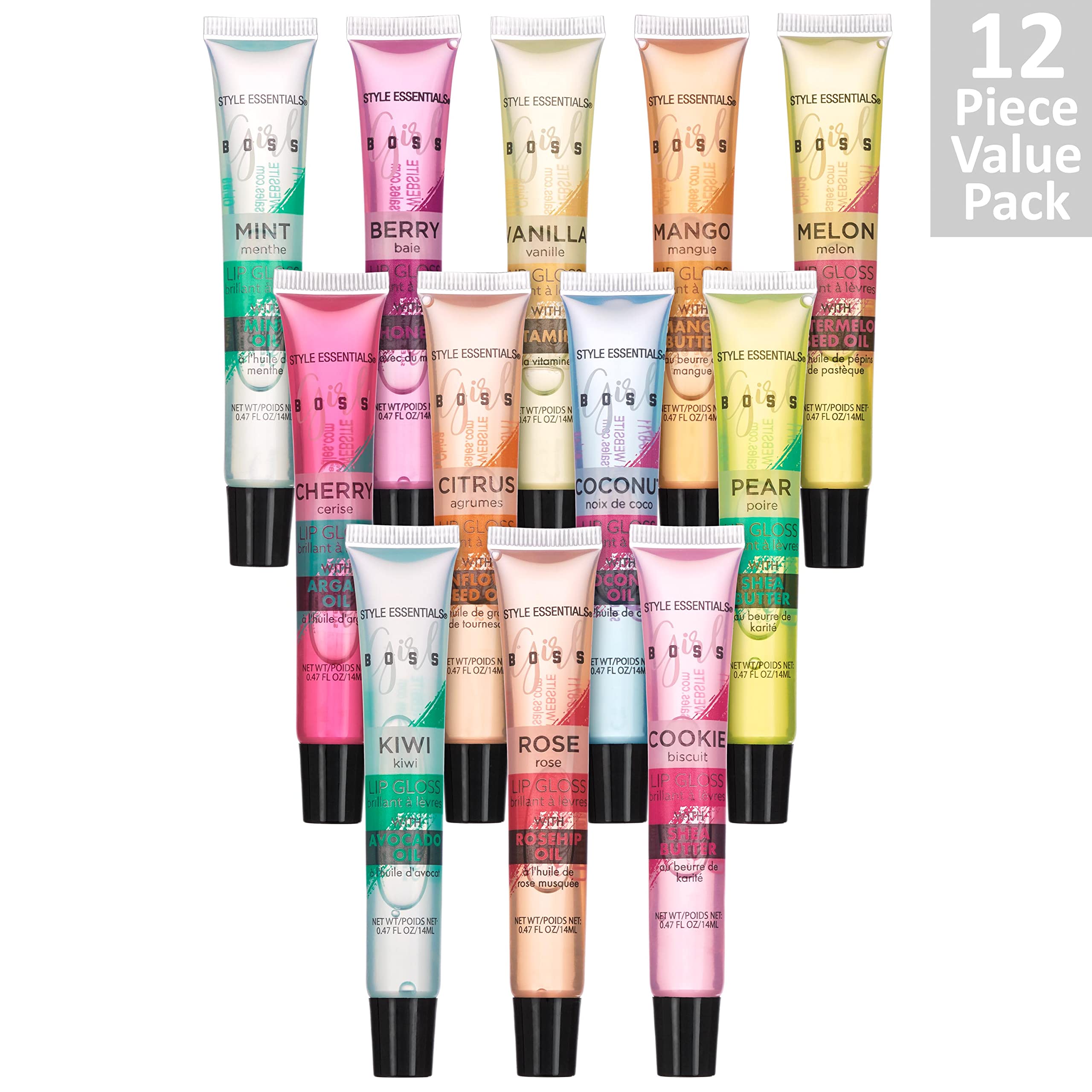 EXPRESSIONS 12pc Lip Gloss Lip Oil Collection – Hydrating Flavored Gloss Tubes