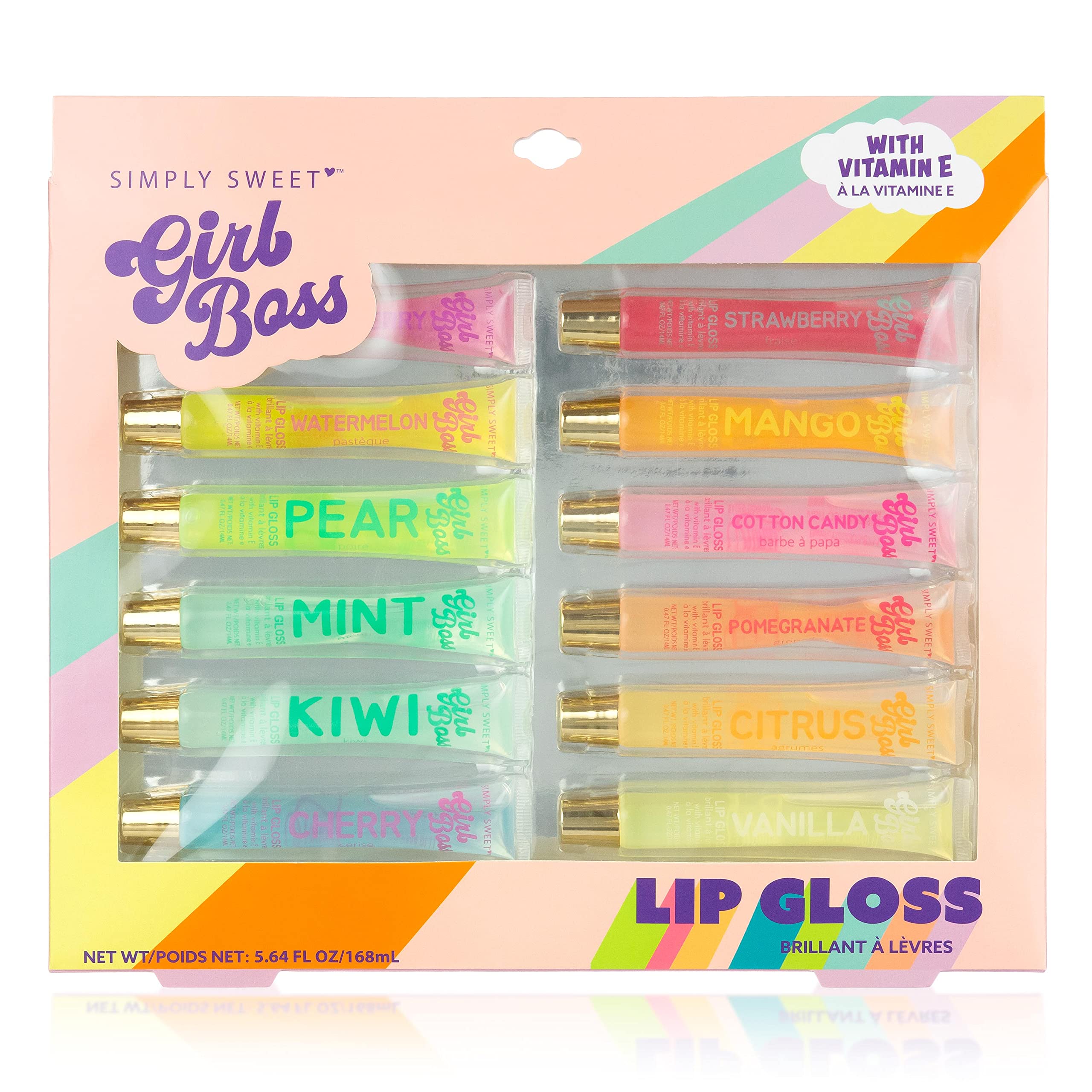 EXPRESSIONS 12pc Clear Lip Gloss Pack – Vitamin E Hydration, Essential Oils, Flavored Lip Oils