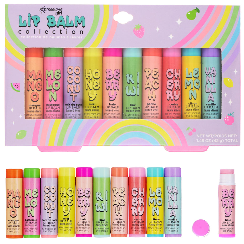 EXPRESSIONS 10pc Fruity Lip Balm Collection – Hydrating, Vitamin-Enriched Flavors
