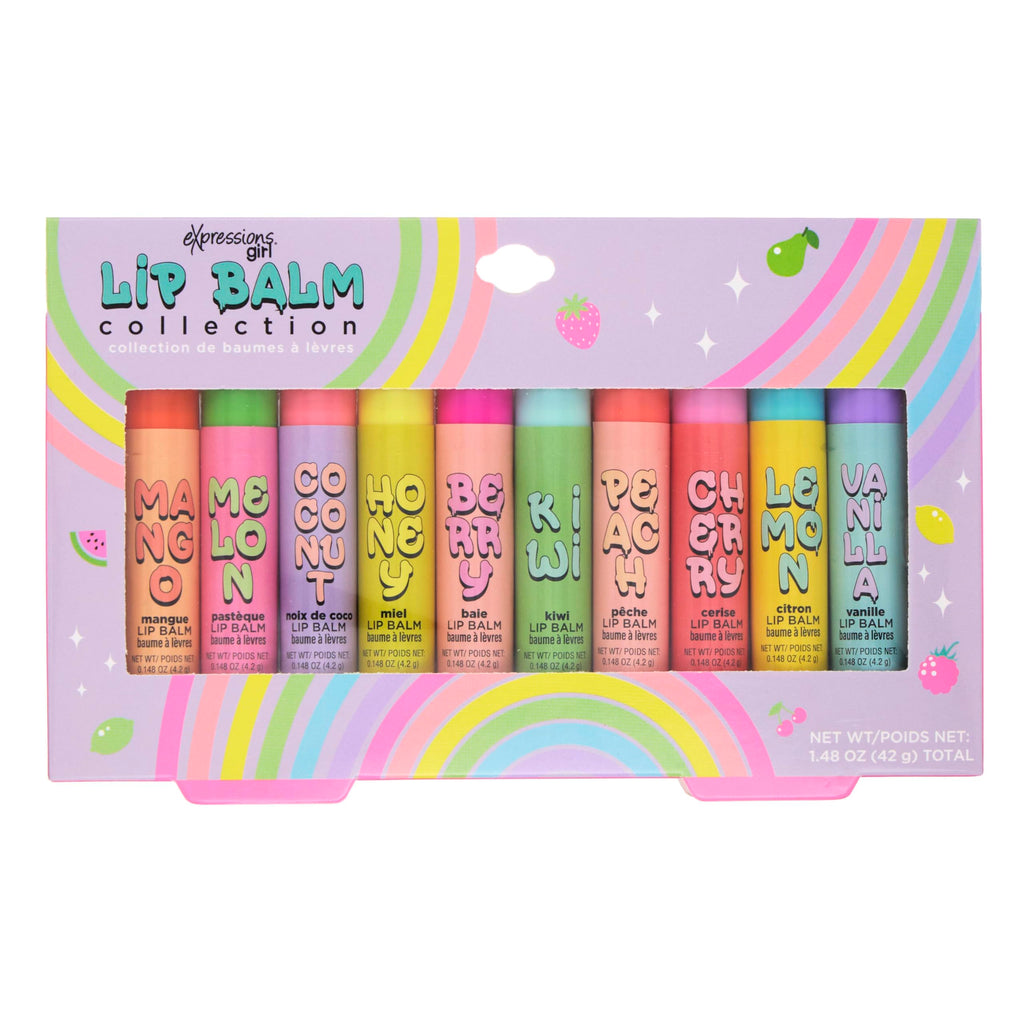 EXPRESSIONS 10pc Fruity Lip Balm Collection – Hydrating, Vitamin-Enriched Flavors