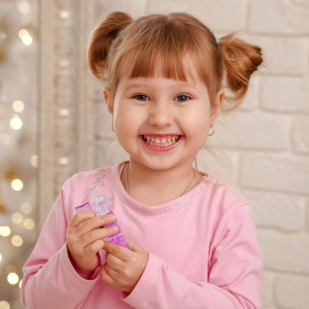 Expressions girl 12pc Roll-On Lip Gloss Set with Carrying Case – Non-Toxic, Kid-Friendly Fruity Lip Gloss Collection