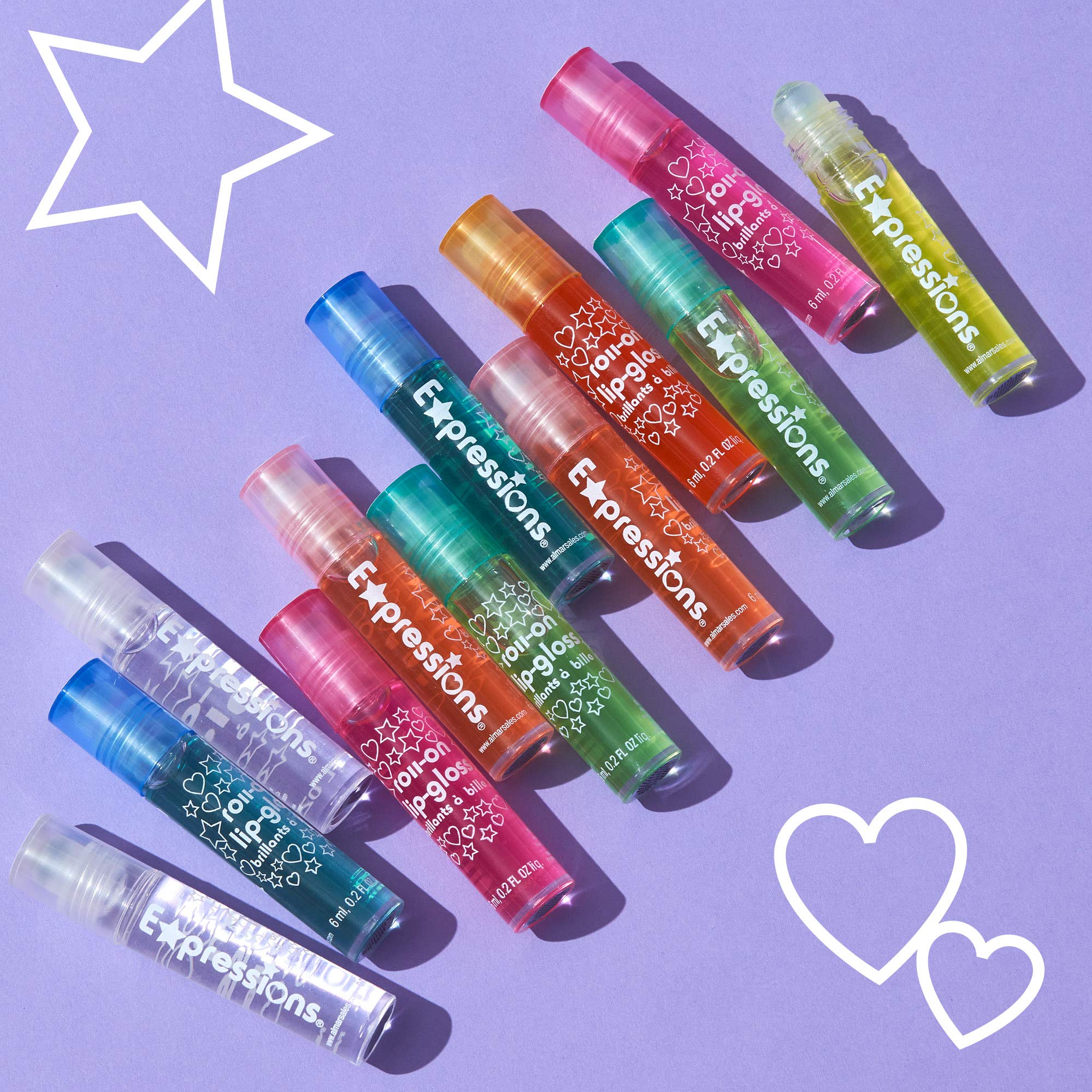 Expressions girl 12pc Roll-On Lip Gloss Set with Carrying Case – Non-Toxic, Kid-Friendly Fruity Lip Gloss Collection