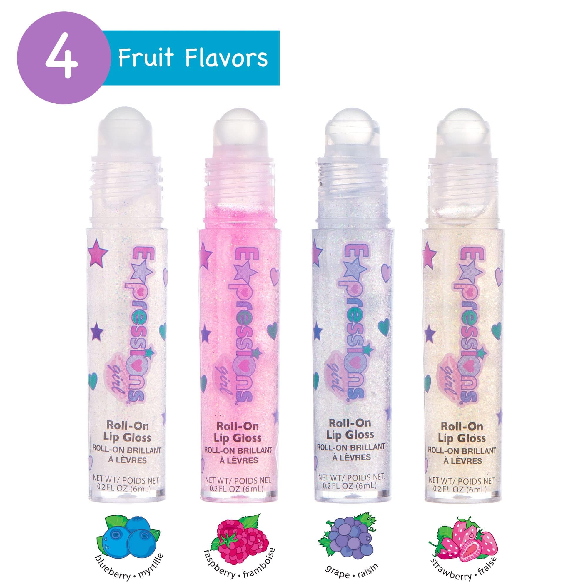 EXPRESSIONS 12pc Lip Gloss Necklace Set – Fruit Flavored, Non-Toxic Party Favors