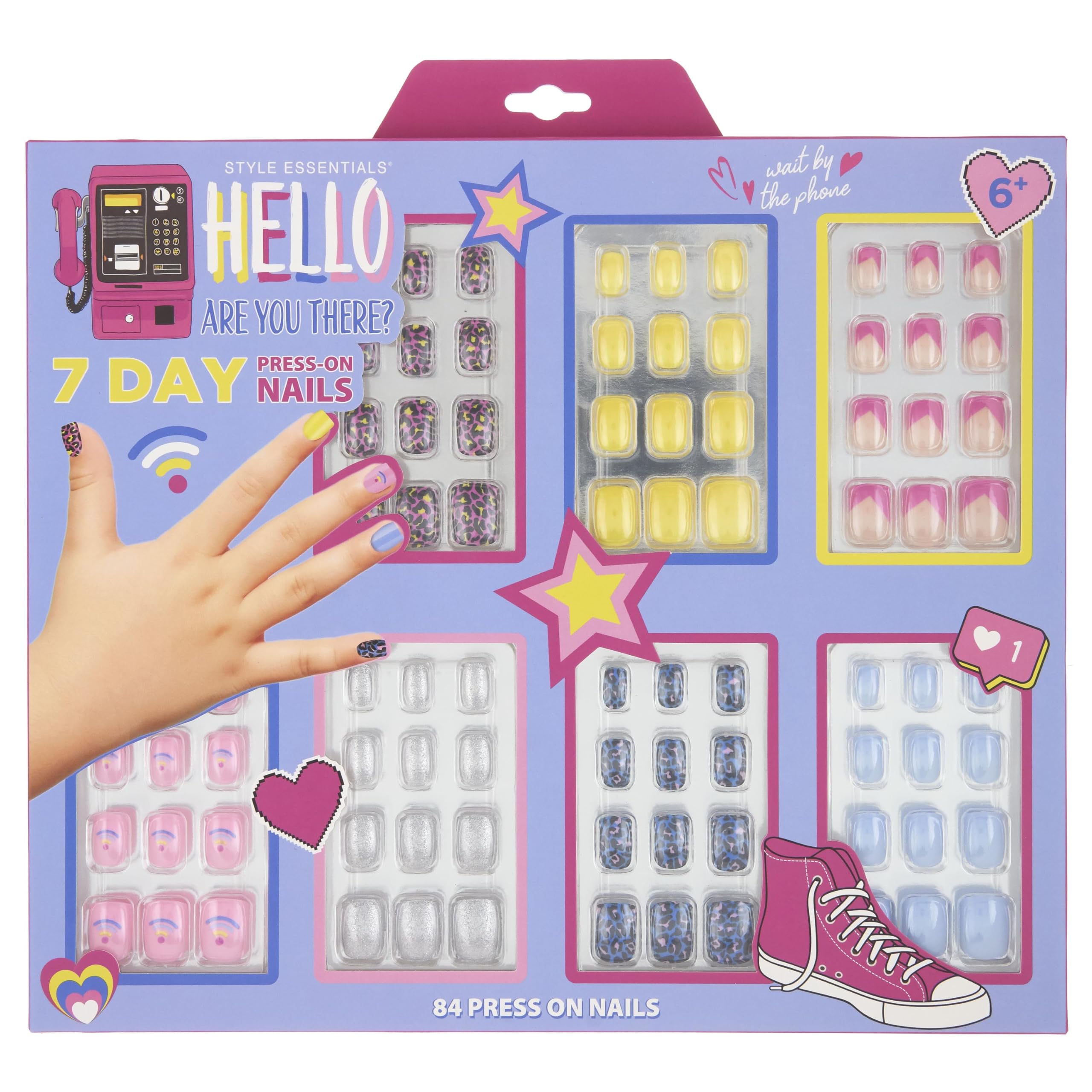 EXPRESSIONS 7 Day Mani Collection — 84pc Press-On Nails for Kids (HELLO THERE)