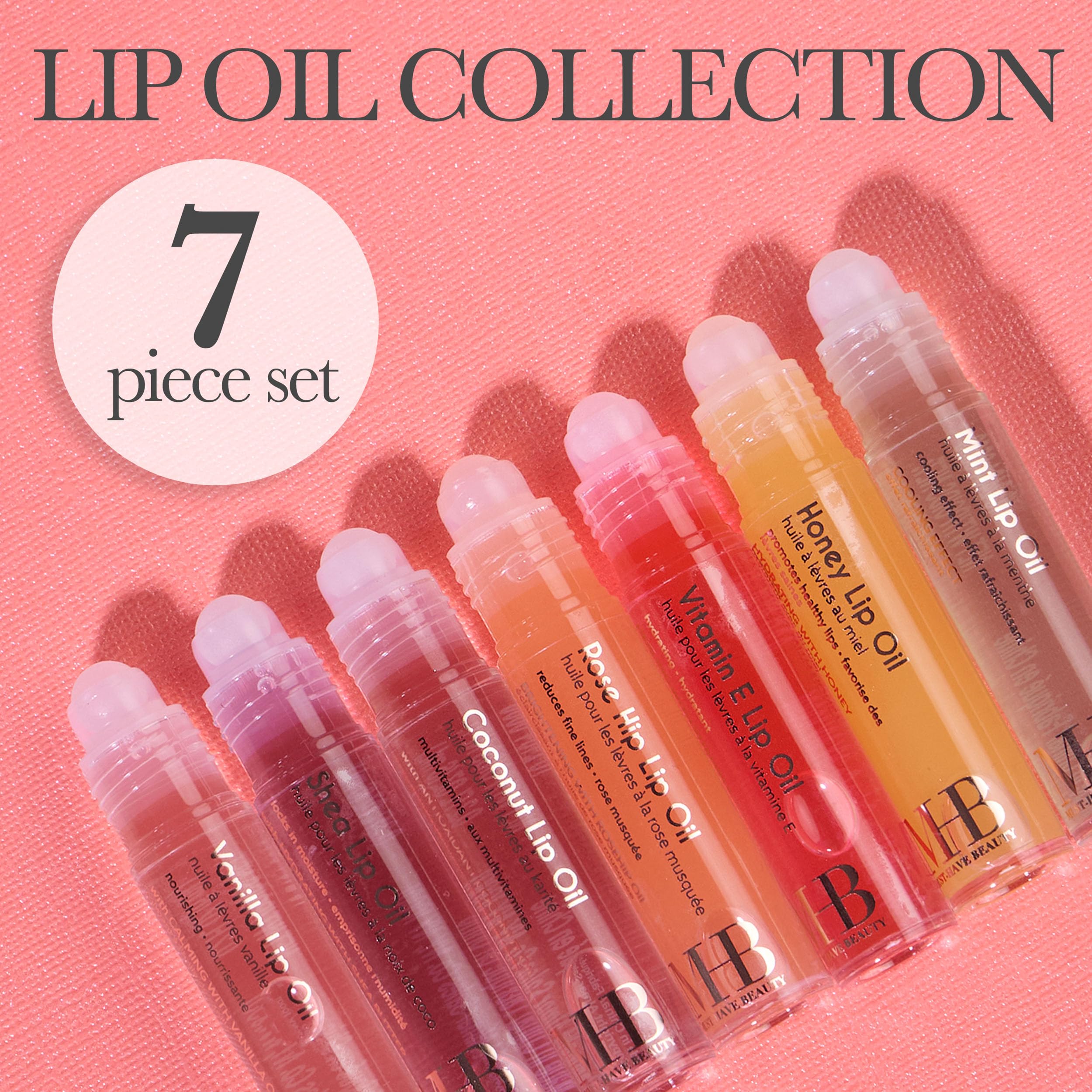 EXPRESSIONS 7pc Lip Oil Collection | Rollerball Hydration with Essential Oils
