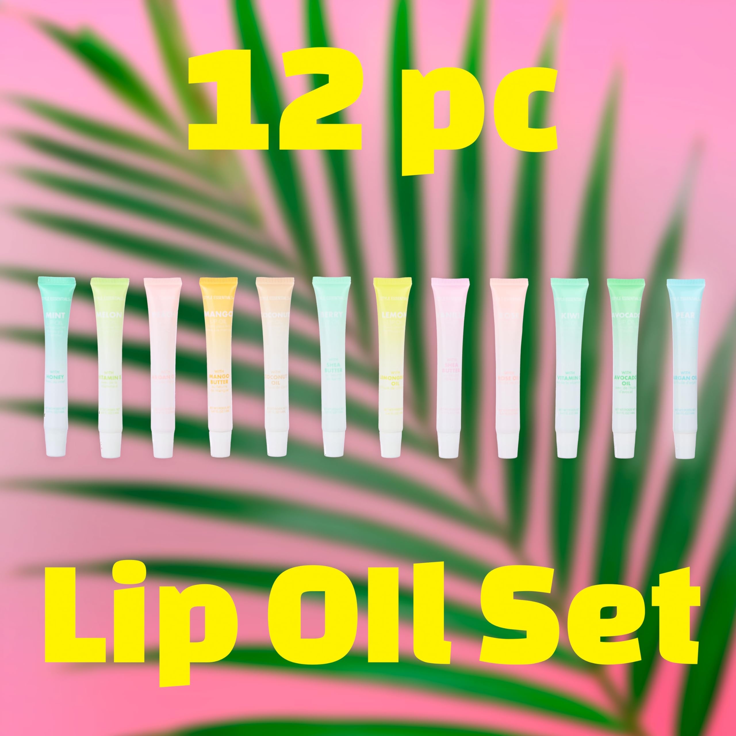 EXPRESSIONS 12pc Lip Oil Set – Flavored Hydrating Lip Oils with Squeeze Tube