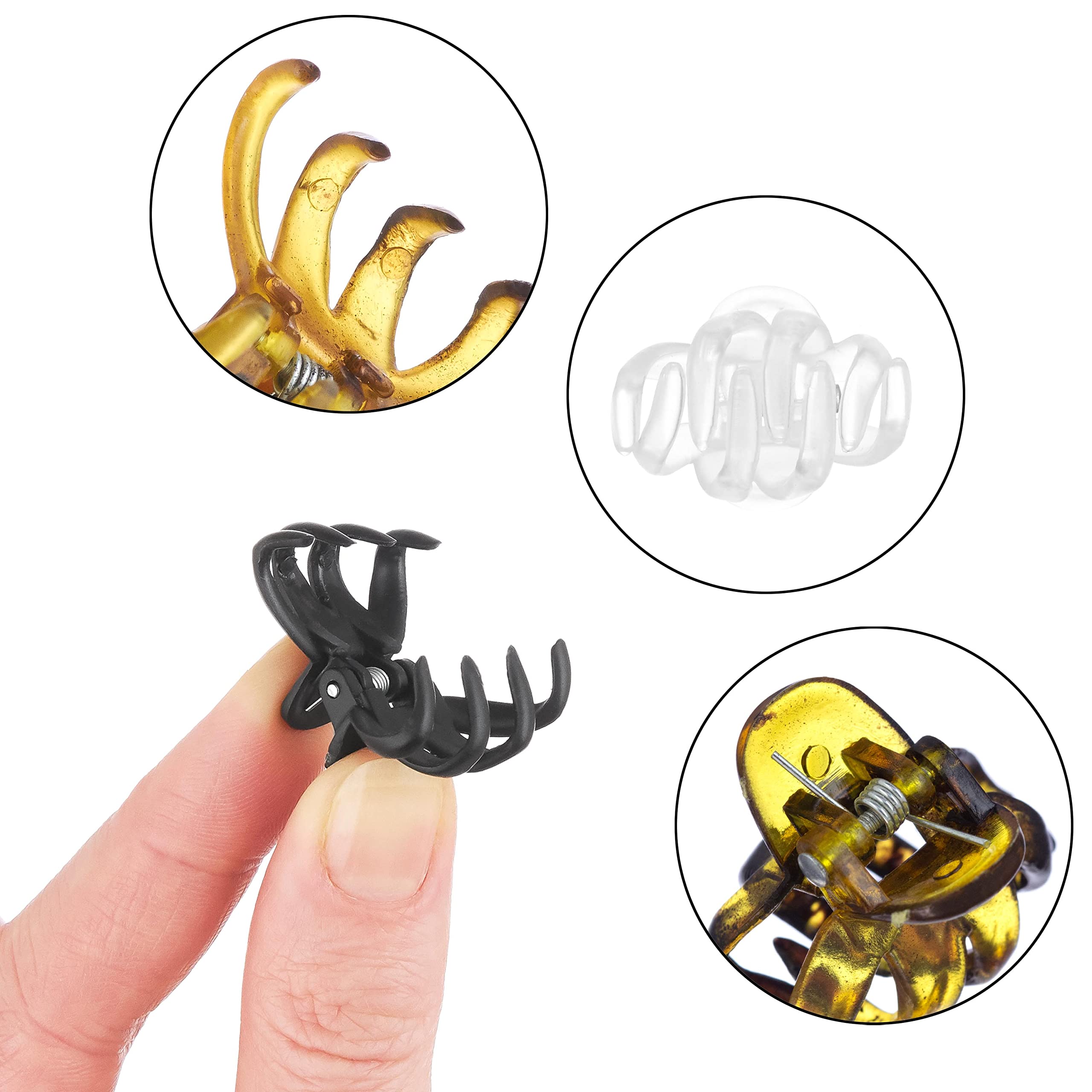 Expressions 24pc Mini Octopus Hair Clips Pack - Clear, Tortoise & Black