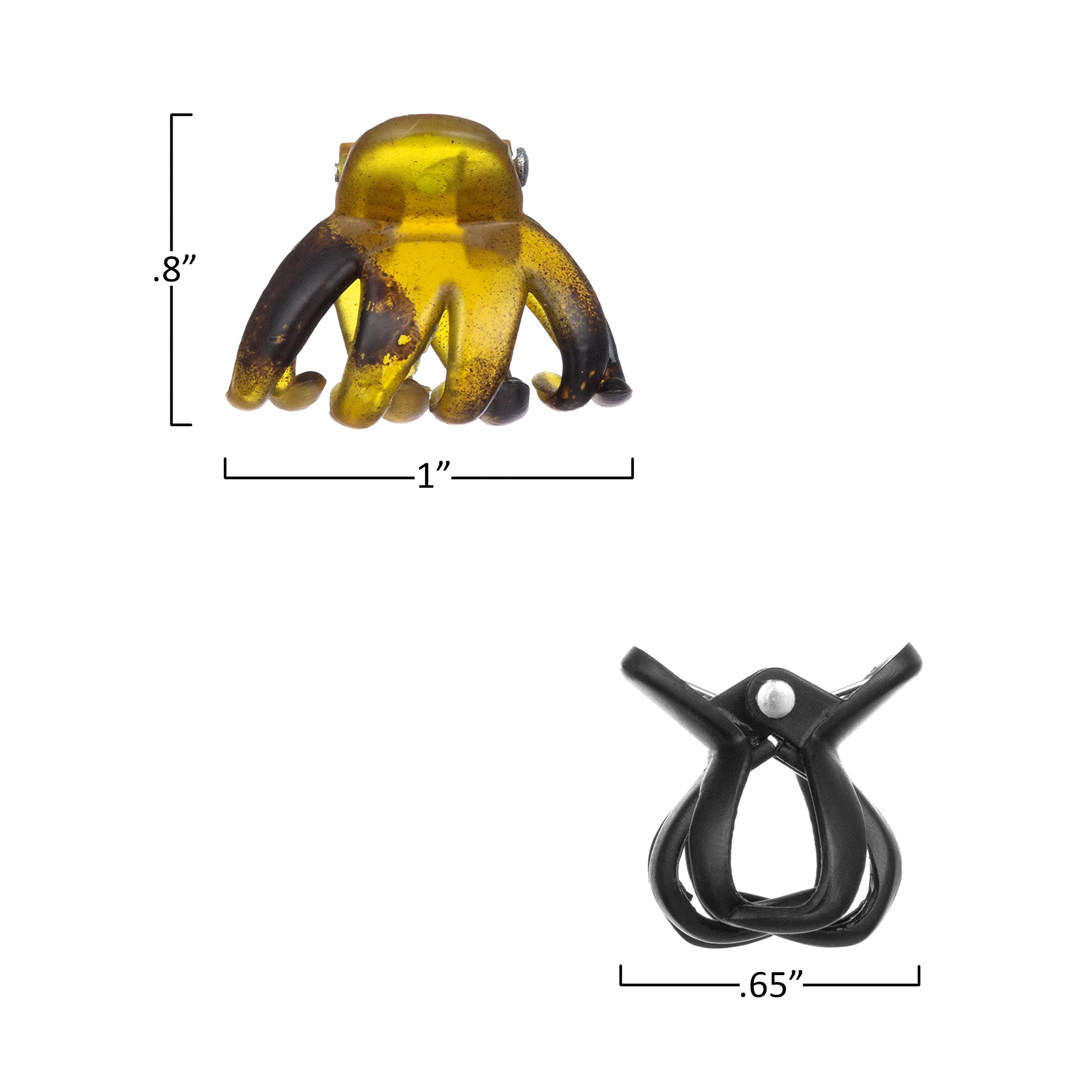 Expressions 24pc Mini Octopus Hair Clips Pack - Clear, Tortoise & Black