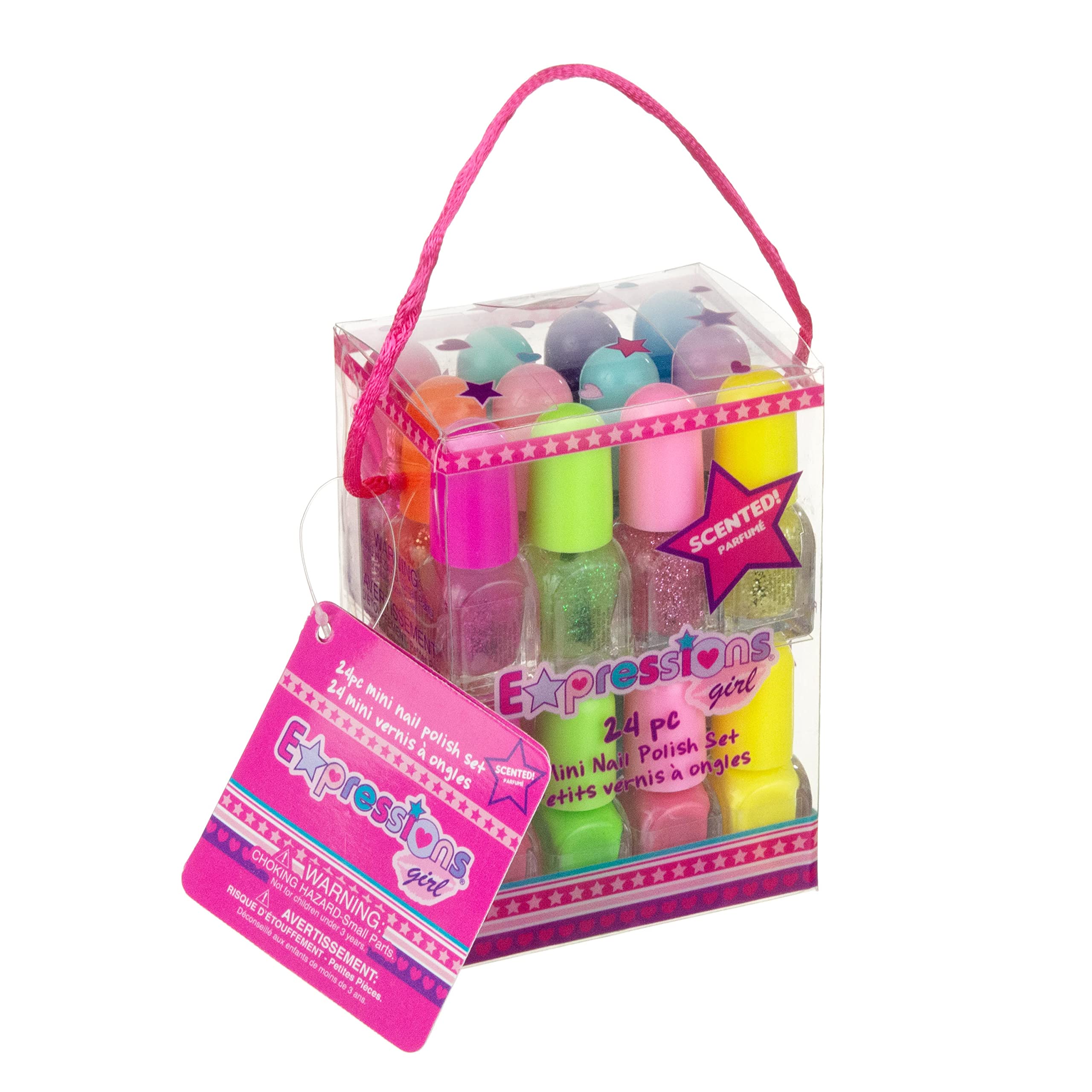 Expressions 24pc Scented Nail Polish Value Pack – Non-Toxic Water-Based Glitter & Shiny Shades