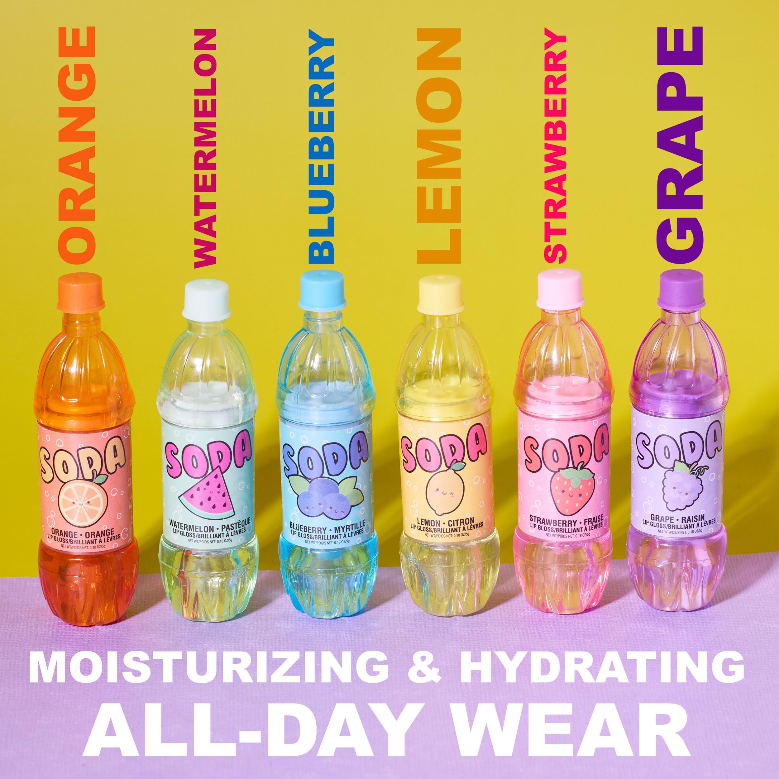EXPRESSIONS 6pc Soda Pop Lip Gloss Collection – Fruity Flavors, Gift-Ready Set