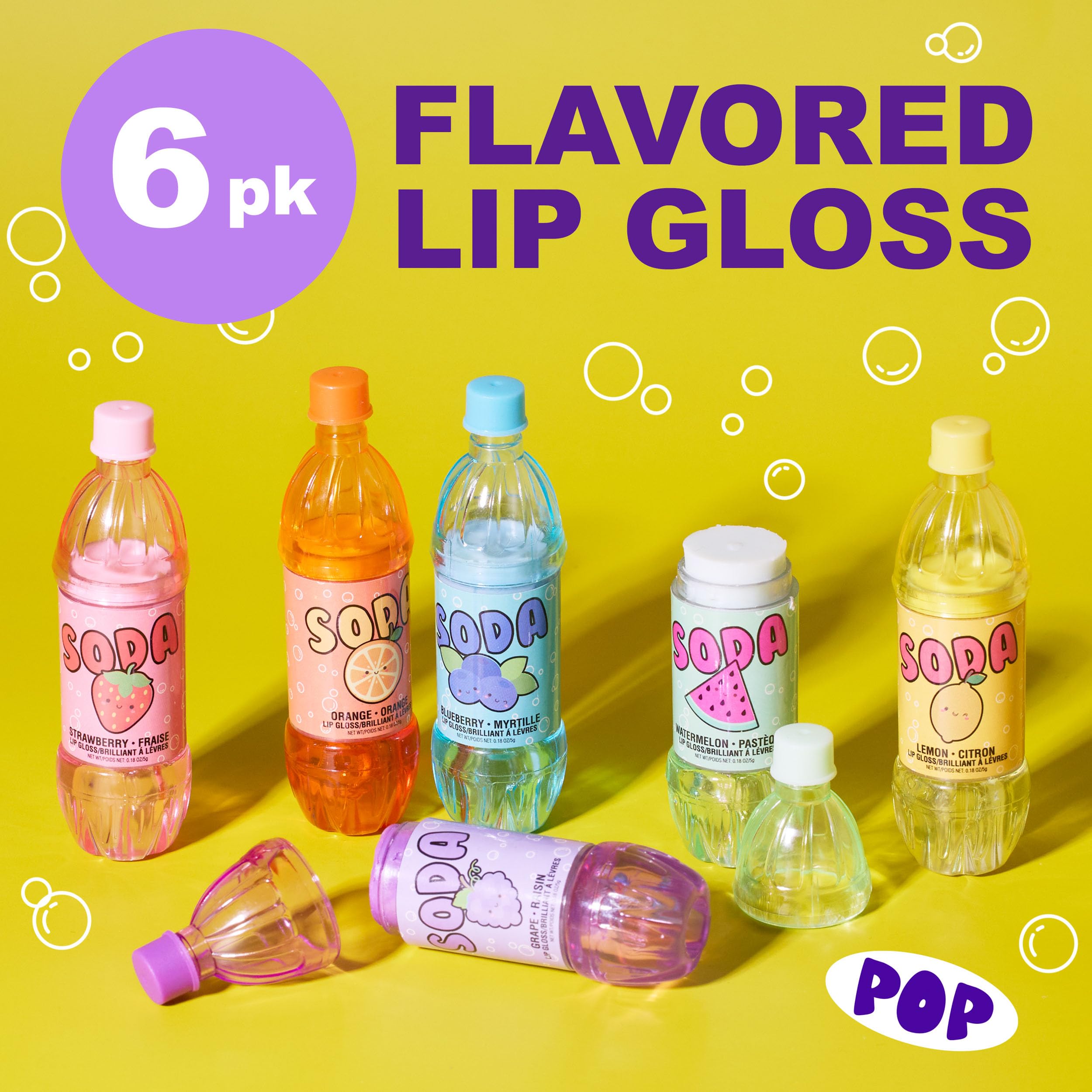 EXPRESSIONS 6pc Soda Pop Lip Gloss Collection – Fruity Flavors, Gift-Ready Set