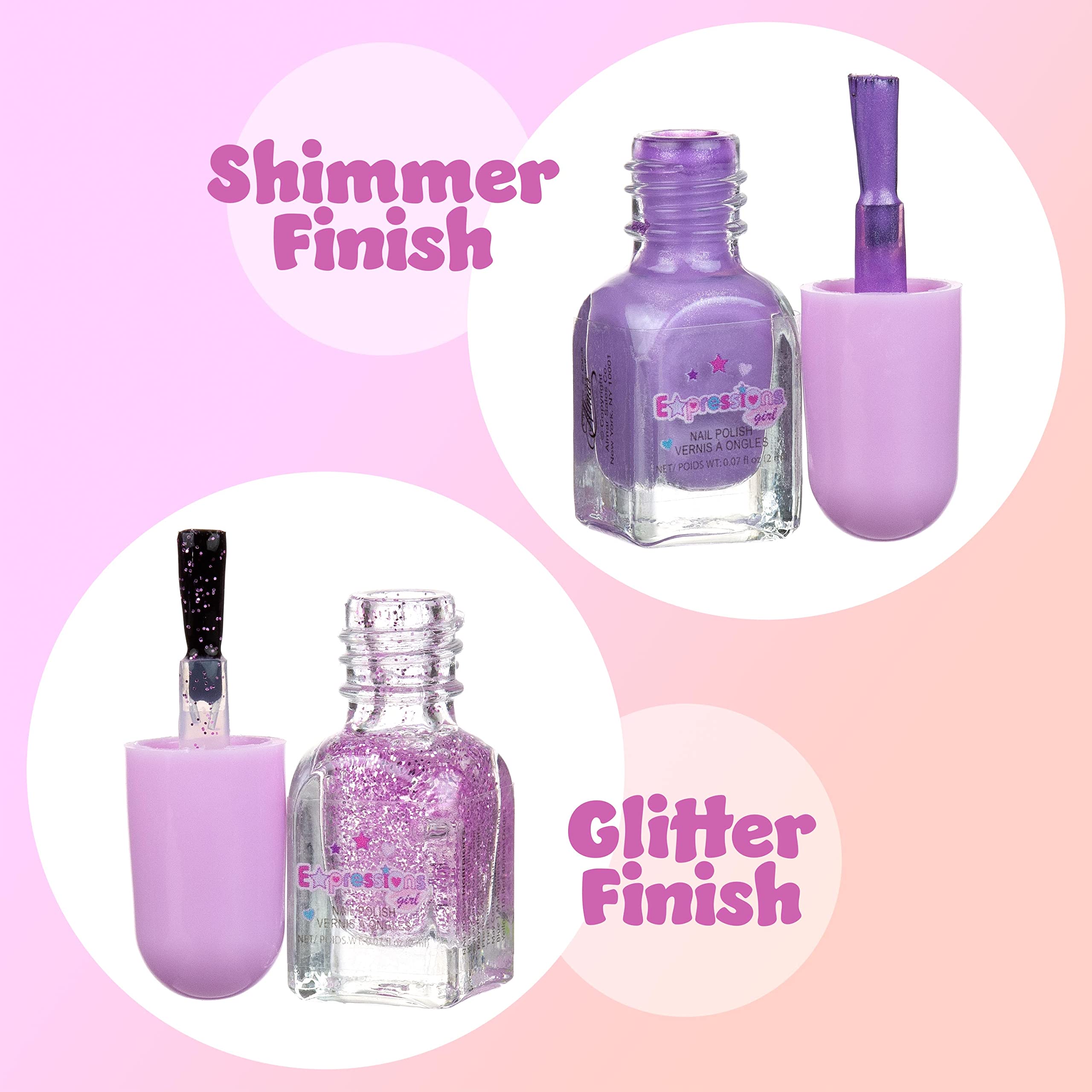 Expressions 24pc Scented Nail Polish Value Pack – Non-Toxic Water-Based Glitter & Shiny Shades