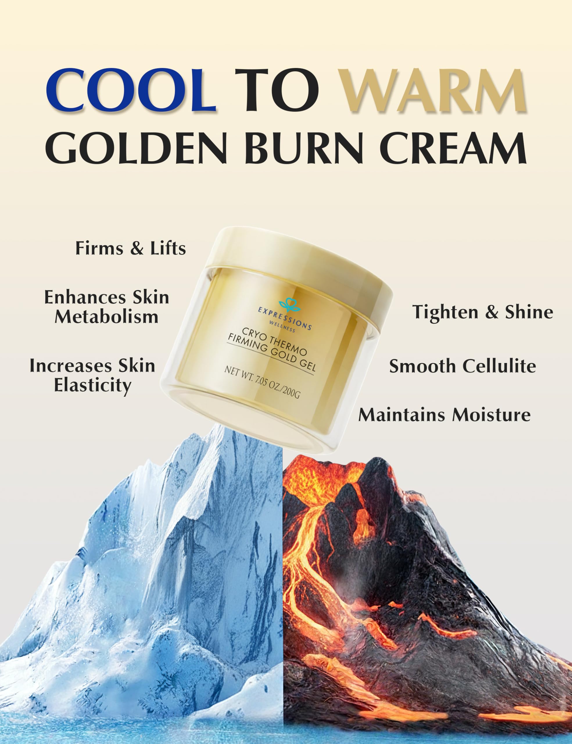 EXPRESSIONS WELLNESS Gold Gel for Body – Skin Tightening, Cellulite Support, 200g
