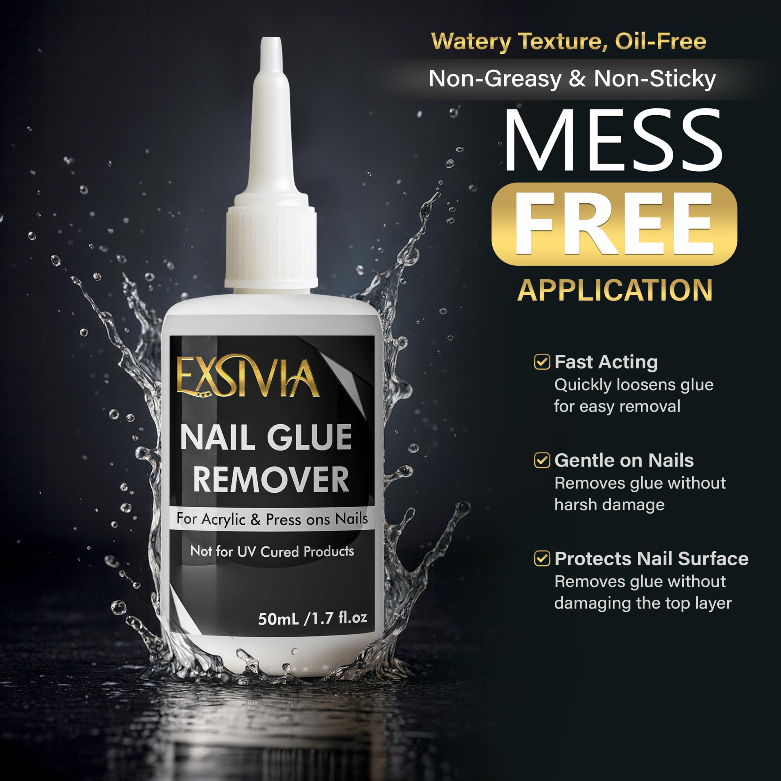 EXSIVIA Super Strong 2nd Gen Nail Glue Kit – 10ml Glue + Acetone-Free Remover (50ml)