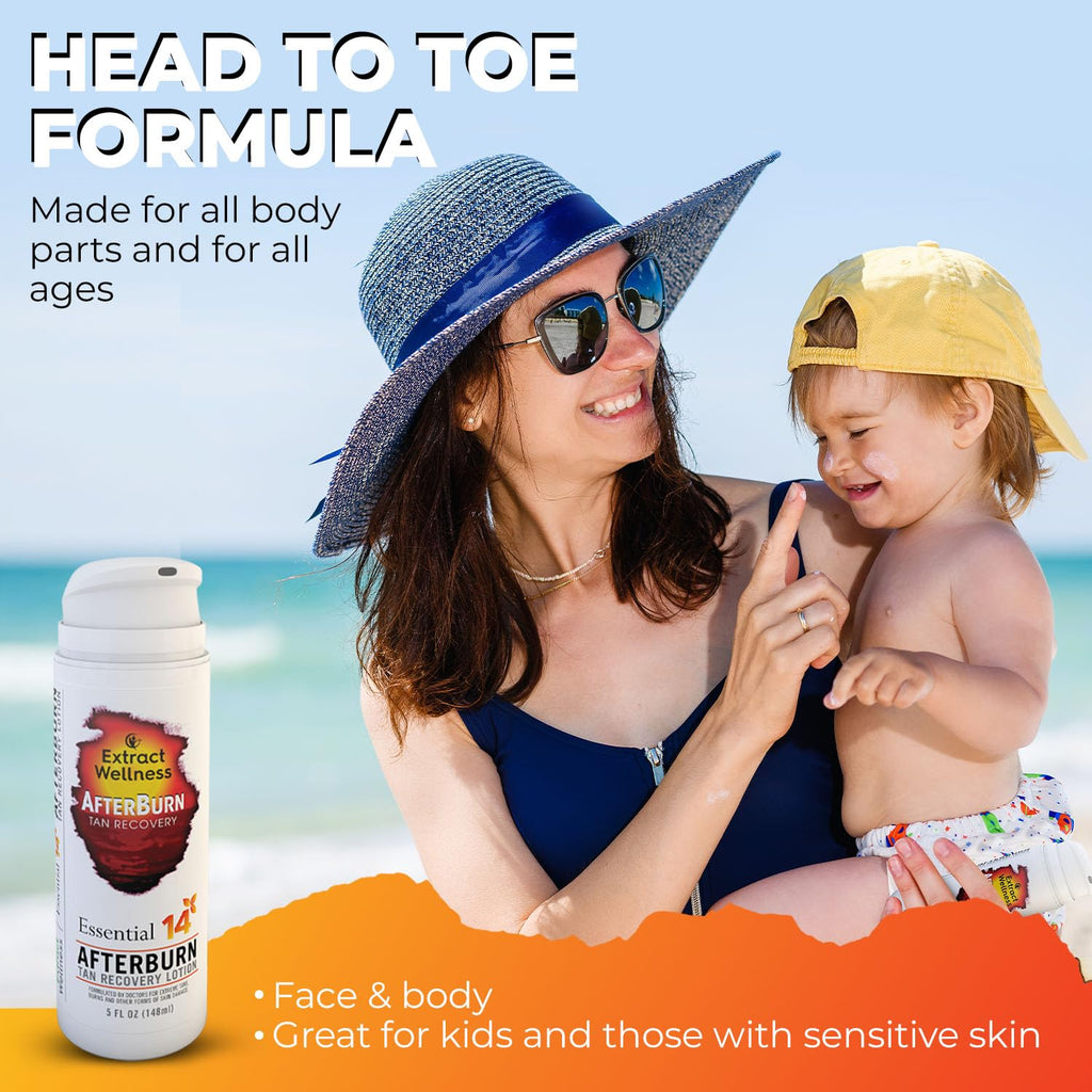 Extract Wellness All-in-One AfterBurn Tan Recovery Lotion – Doctor-Formulated Aftersun with 14 Essential Oils