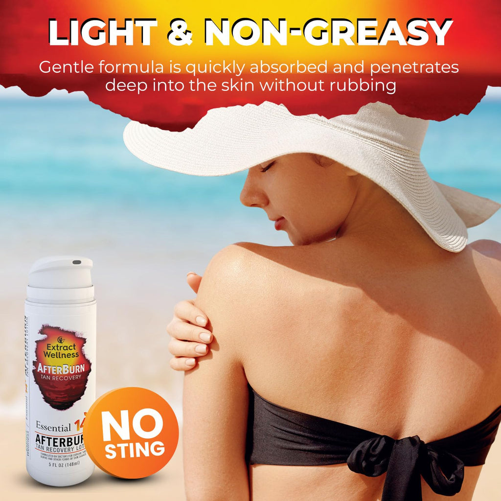 Extract Wellness All-in-One AfterBurn Tan Recovery Lotion – Doctor-Formulated Aftersun with 14 Essential Oils