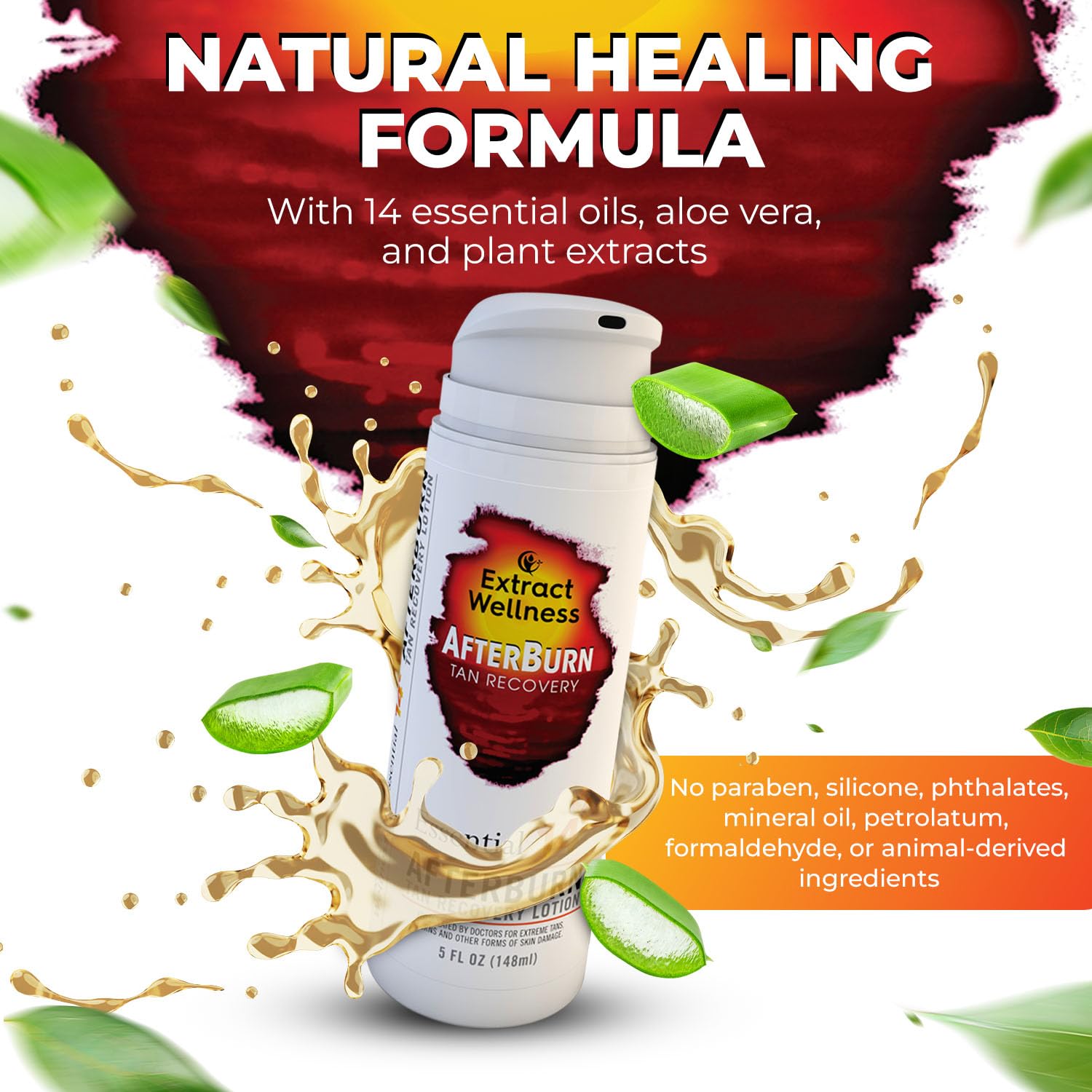 Extract Wellness All-in-One AfterBurn Tan Recovery Lotion – Doctor-Formulated Aftersun with 14 Essential Oils