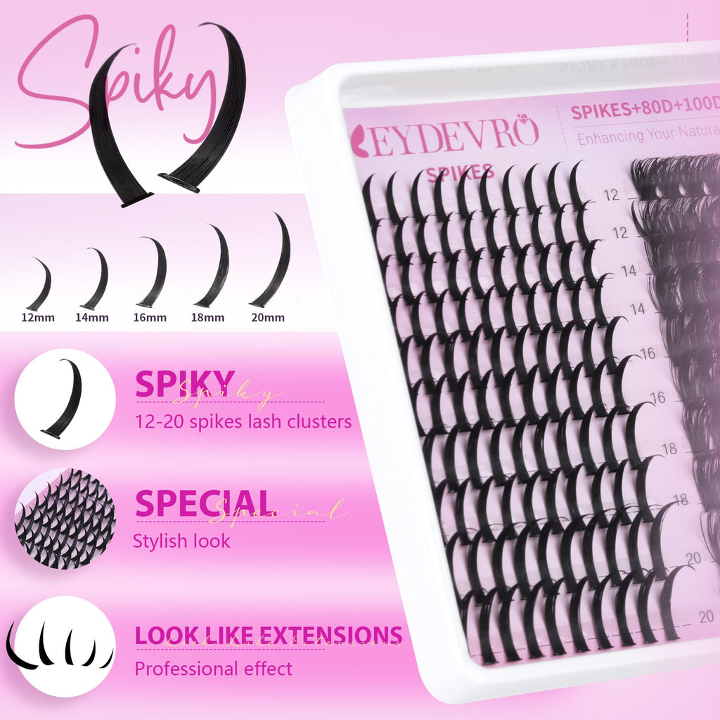 EYDEVRO Lash Clusters with Spikes – Wispy Volume Kit 12-20mm (80D/100D)