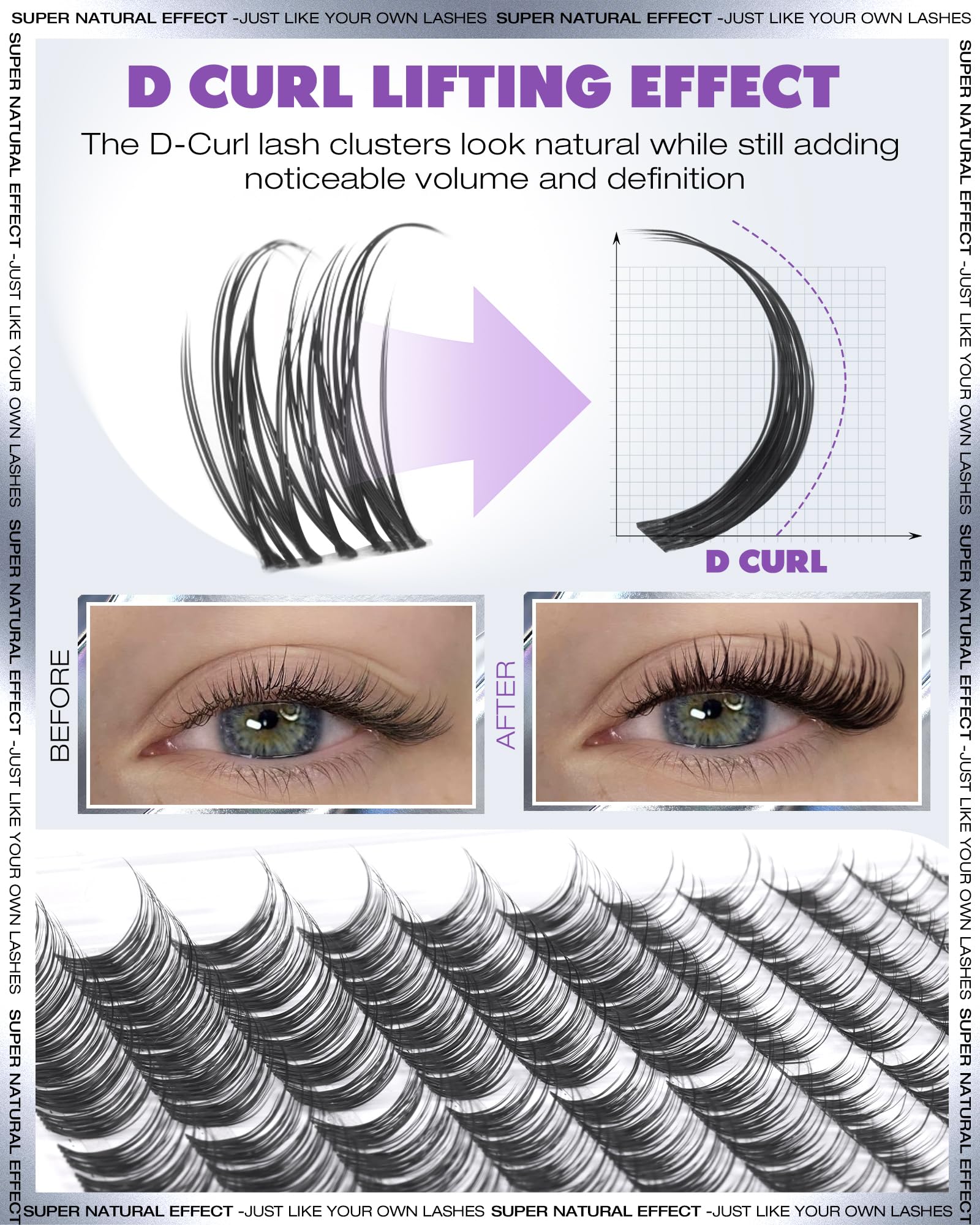 EYDEVRO Natural Lash Clusters Kit - Wispy D-Curl 10-16mm Lashes + Bond & Seal