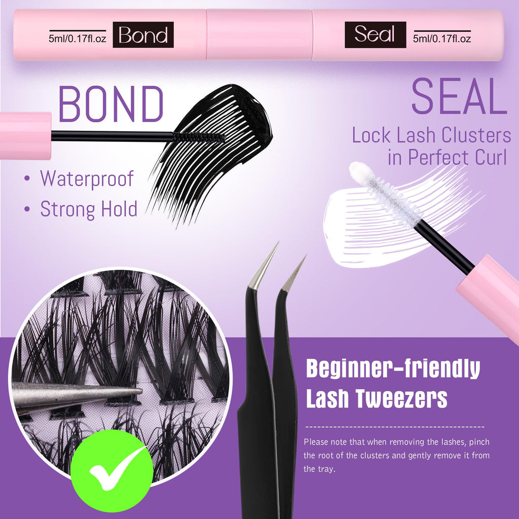 EYDEVRO Lash Clusters Kit 30D-60D – DIY Extensions with Bond, Seal & Tweezers
