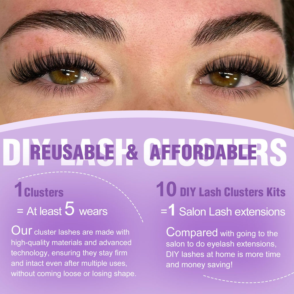 EYDEVRO Lash Clusters Kit 30D-60D – DIY Extensions with Bond, Seal & Tweezers