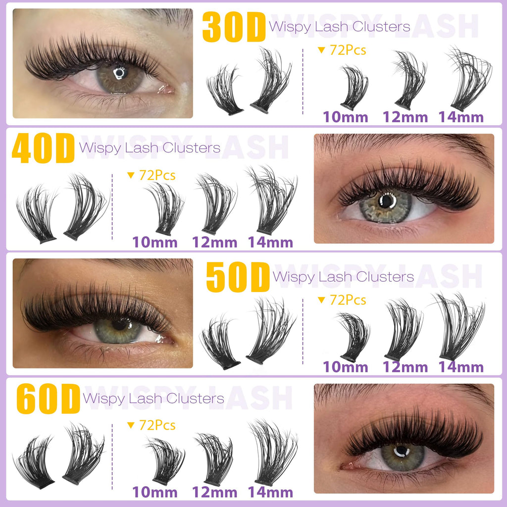 EYDEVRO Lash Clusters Kit 30D-60D – DIY Extensions with Bond, Seal & Tweezers