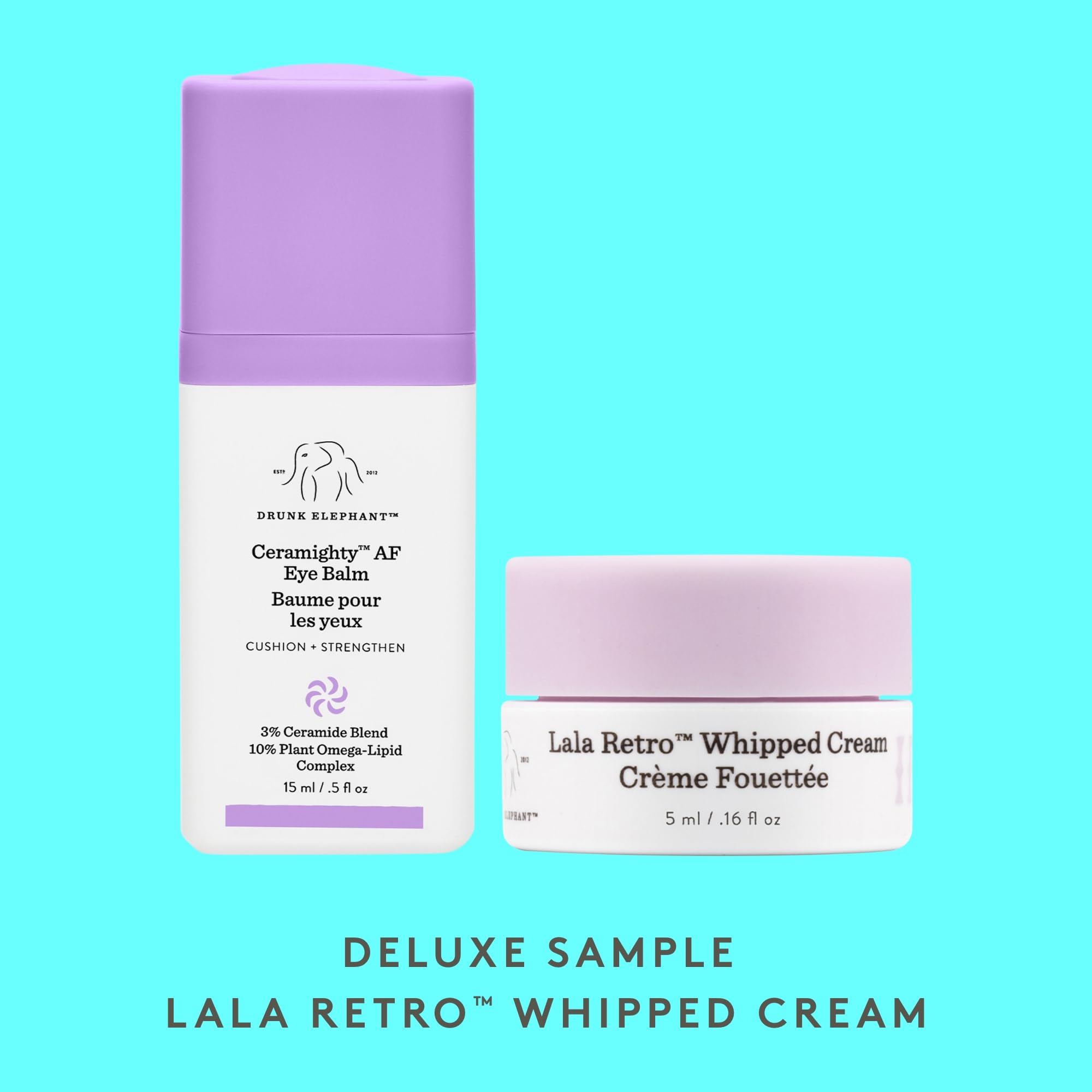 Drunk Elephant Ceramighty AF Eye Balm – Moisturizing Eye Cream (15 ml) + Deluxe Lala Retro Whipped Cream Sample (5 ml)