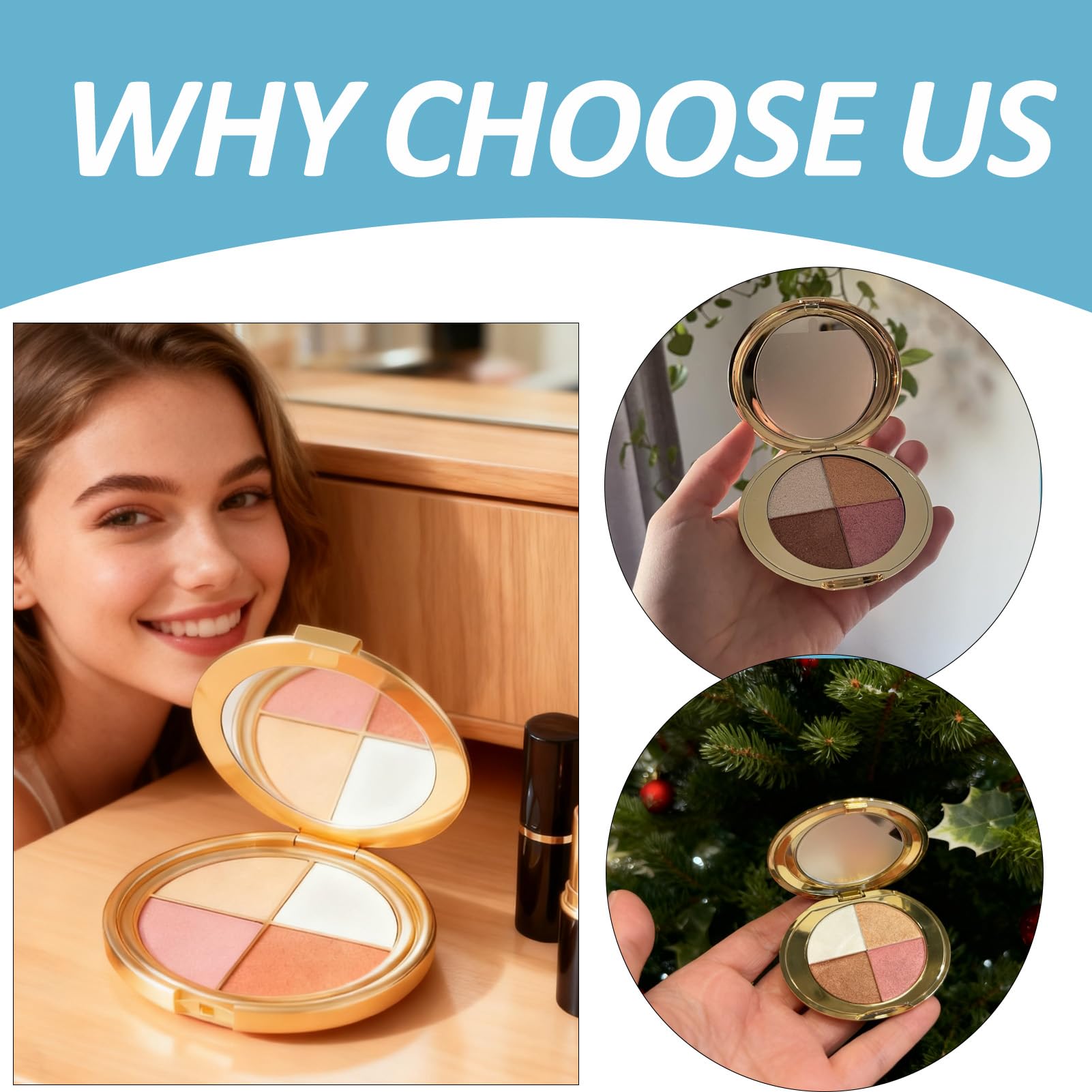Eye & Cheek Palette 4-in-1 – Blendable Blush & Highlighter for Face & Eyes | Travel-Ready