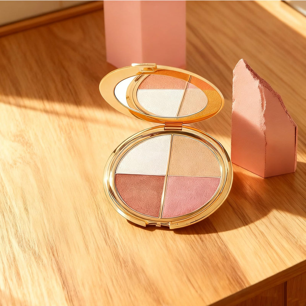 Eye & Cheek Palette 4-in-1 – Blendable Blush & Highlighter for Face & Eyes | Travel-Ready