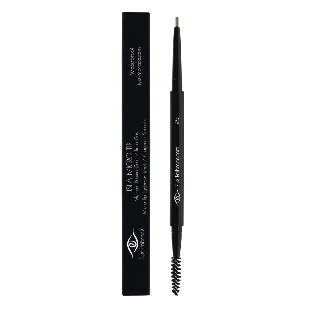 Eye Embrace Isla Micro Tip Pen: Waterproof Dual-Ended Brow Pencil in Gray-Brown